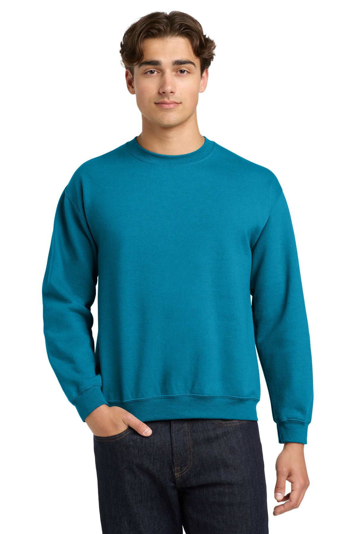 8-ounce 50/50 cotton/poly 60/40 cotton/poly (Heather Sports) - Sapphire