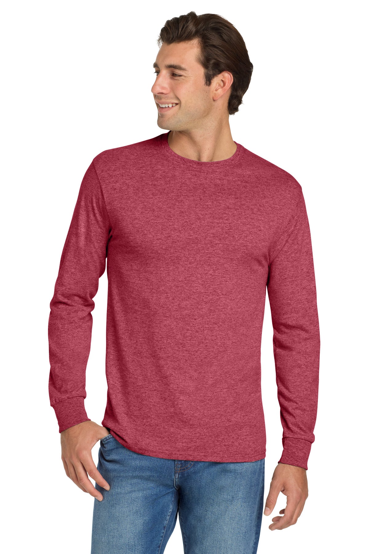 5.4-ounce 50/50 cotton/poly jersey 47/53 cotton/poly (Oxford - Vintage Heather Red