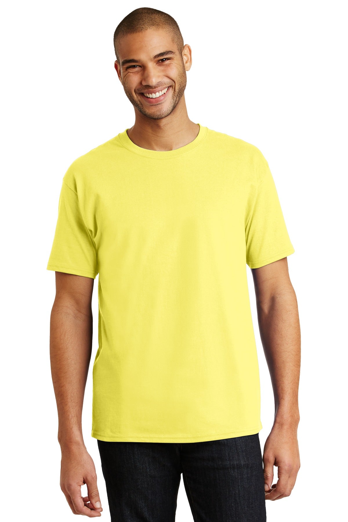 6-ounce 100% cotton 99/1 cotton/poly (Ash)60/40 cotton/poly - Yellow