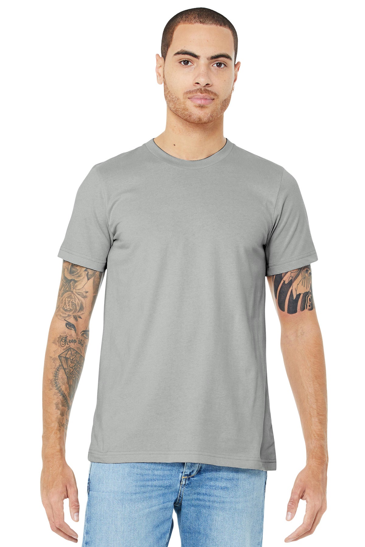 Retail fit Tear-away label Side seamed Shoulder taping Solid - Silver