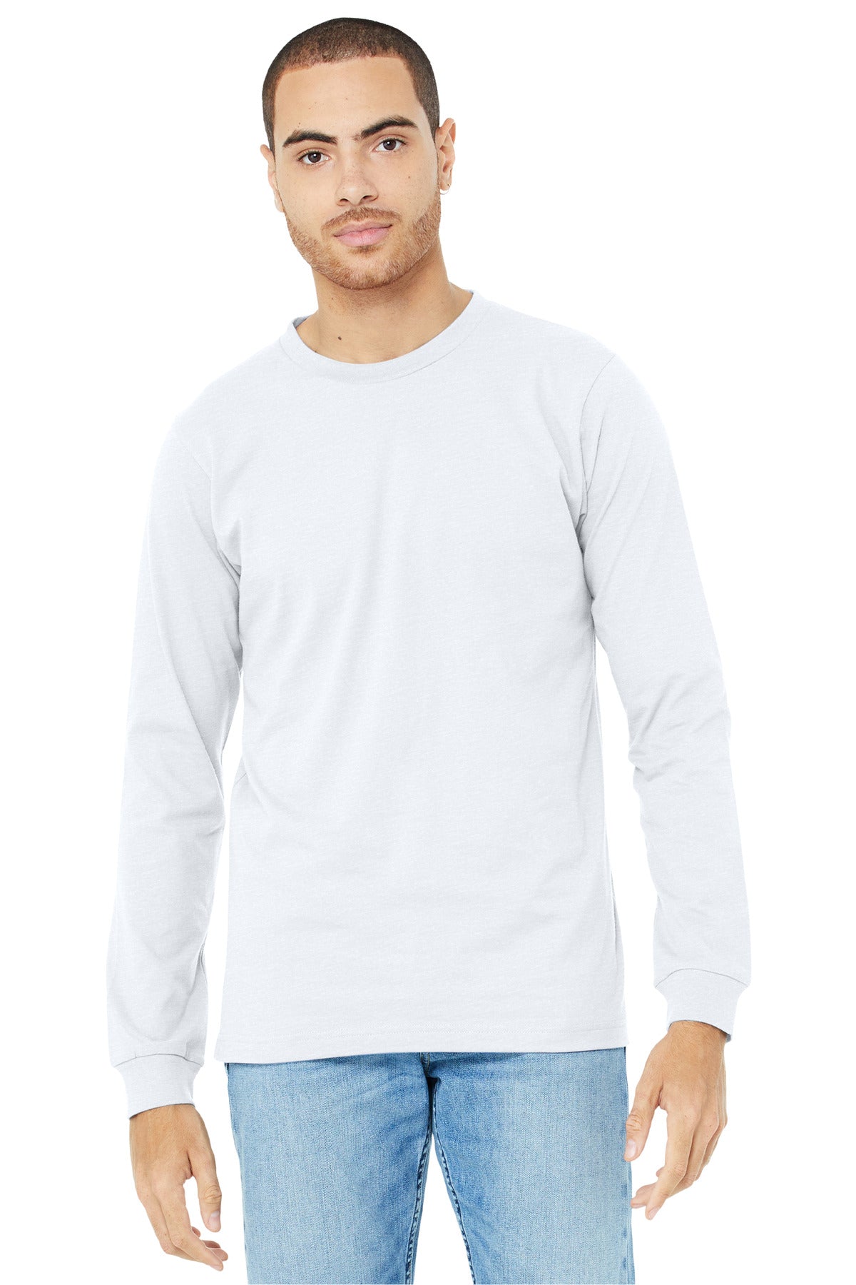 Retail fit Tear-away label Side seamed Ribbed cuffs Heather - Solid White Blend