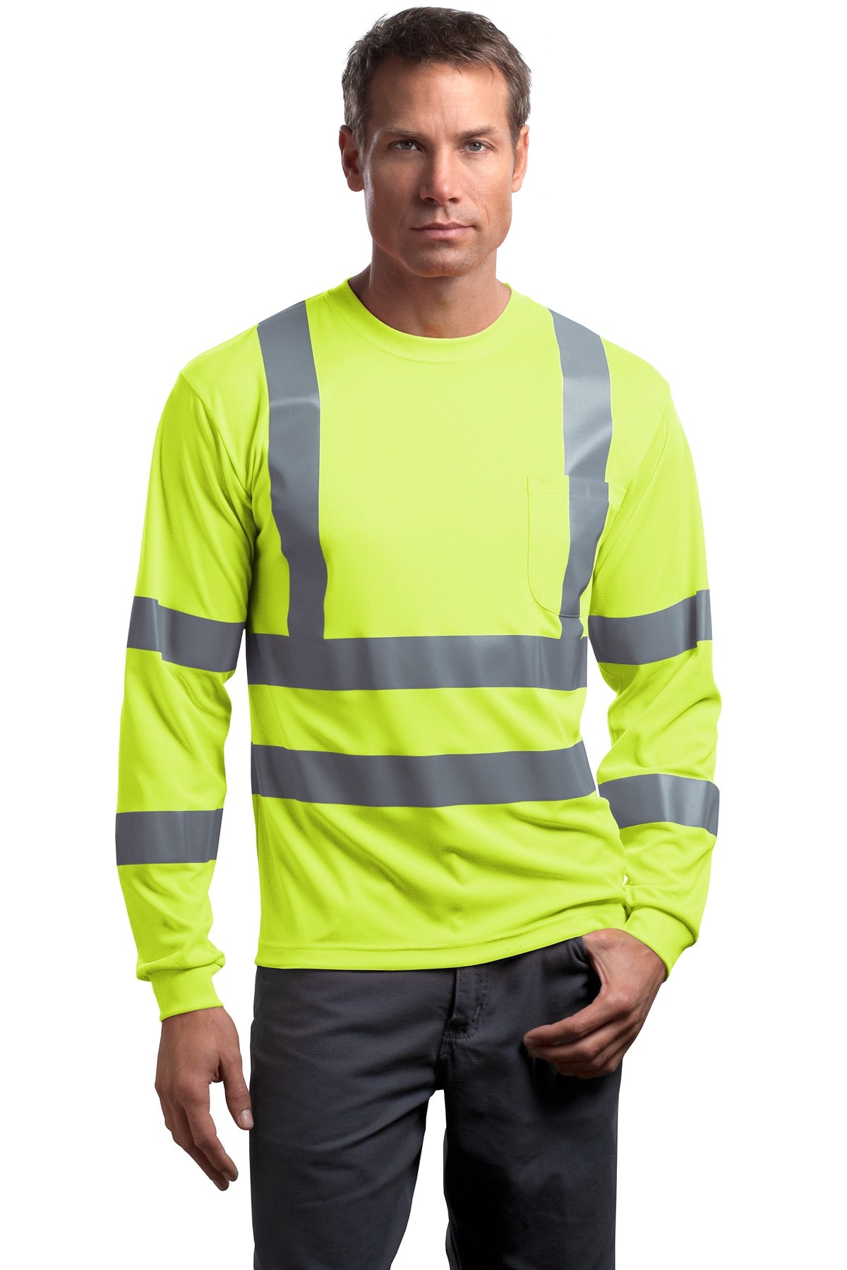 Stay safer on the jobsite in this high-visibility t-shirt th - Safety Yellow