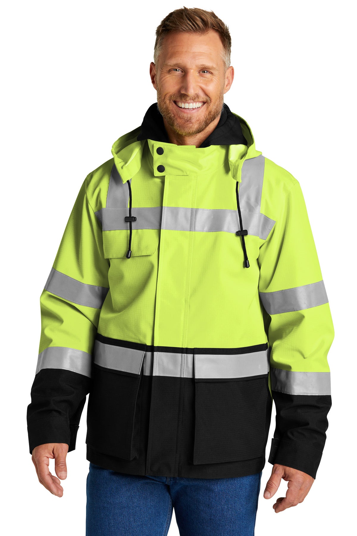 100% polyester 300-denier ripstop shell with durable water-r - Safety Yellow
