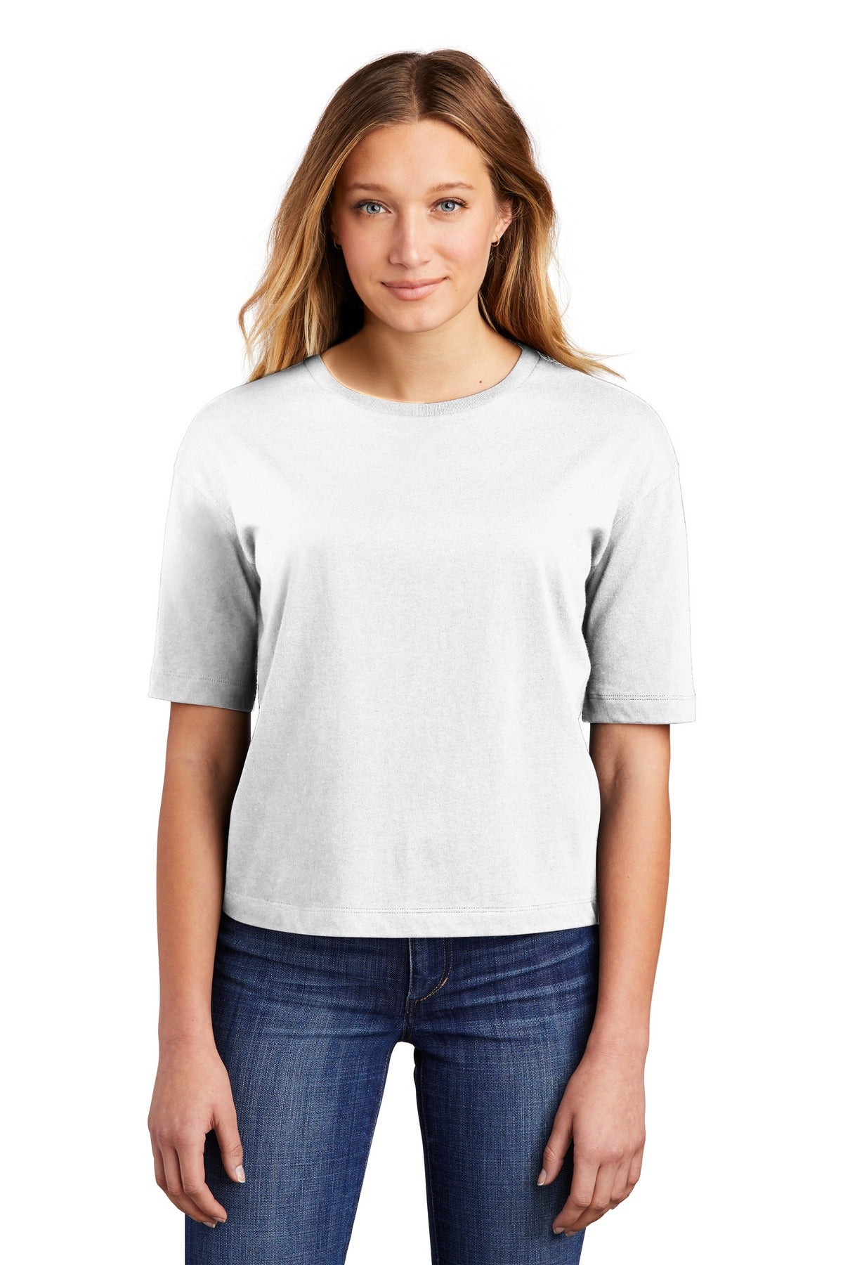 Boxy but not cropped this tee is just the look with high-wai - White