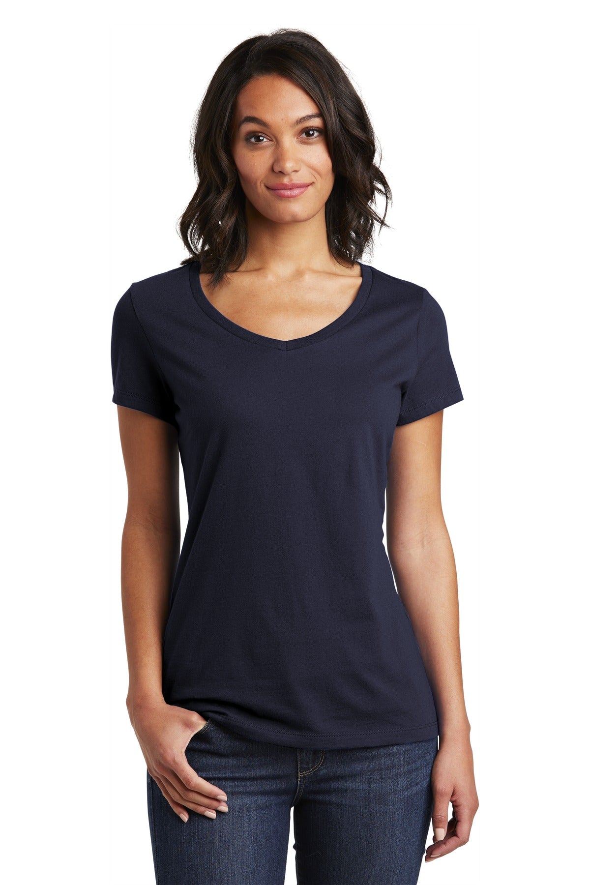 This v-neck delivers important style. 4.3-ounce 100% combed - New Navy