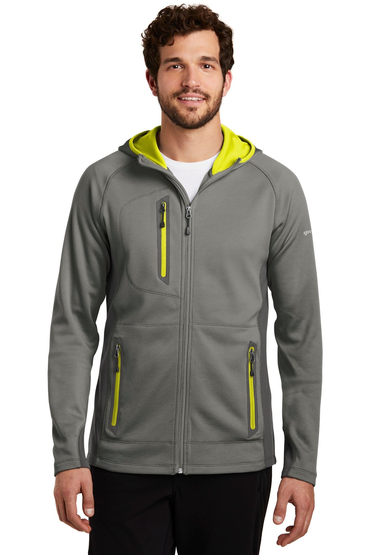This sporty midweight jacket pairs smooth-faced fleece with - Metal Grey/ Grey Steel/ Citron