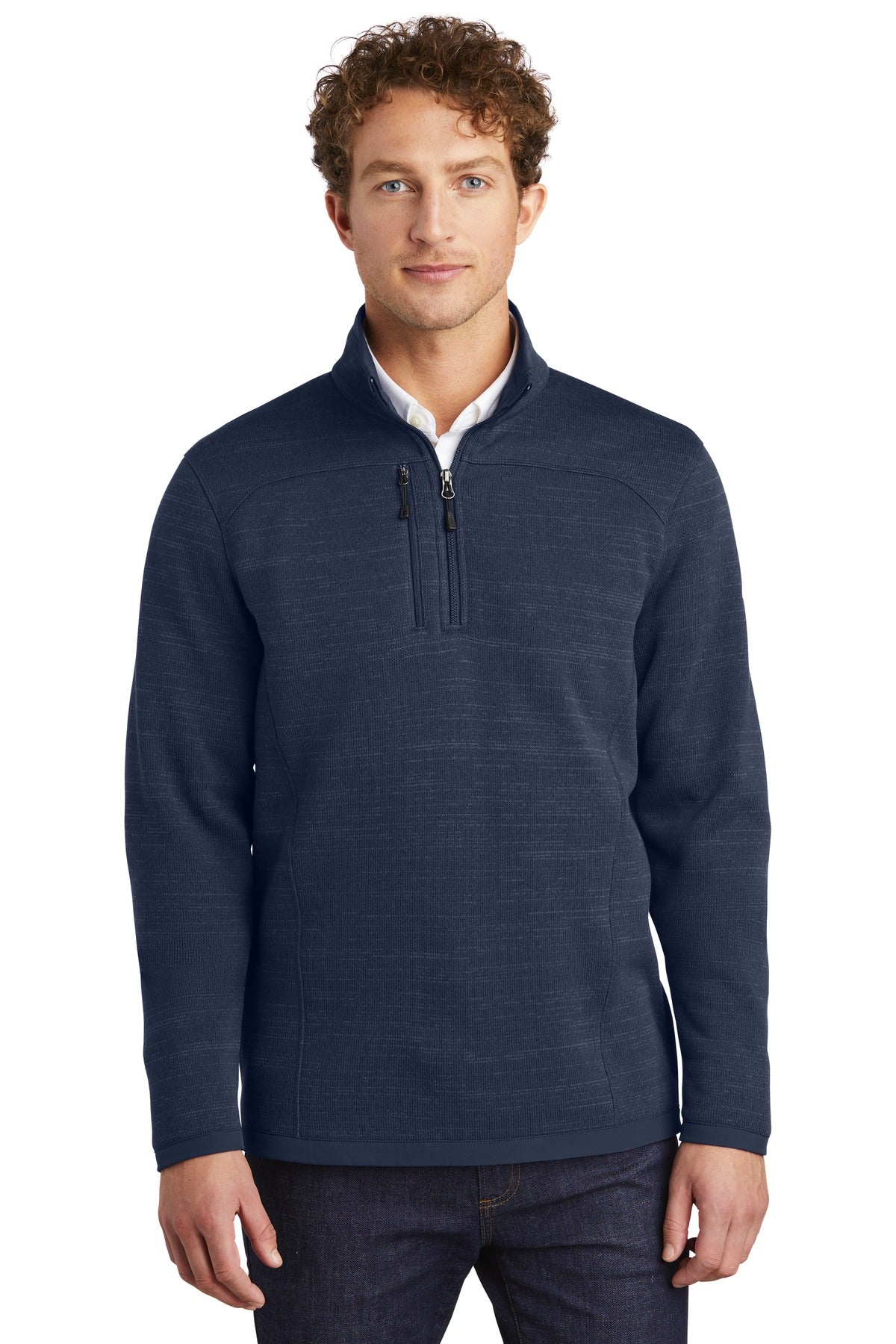With an authentic outdoorsy lodge look this refined sweater - River Blue Navy Heather