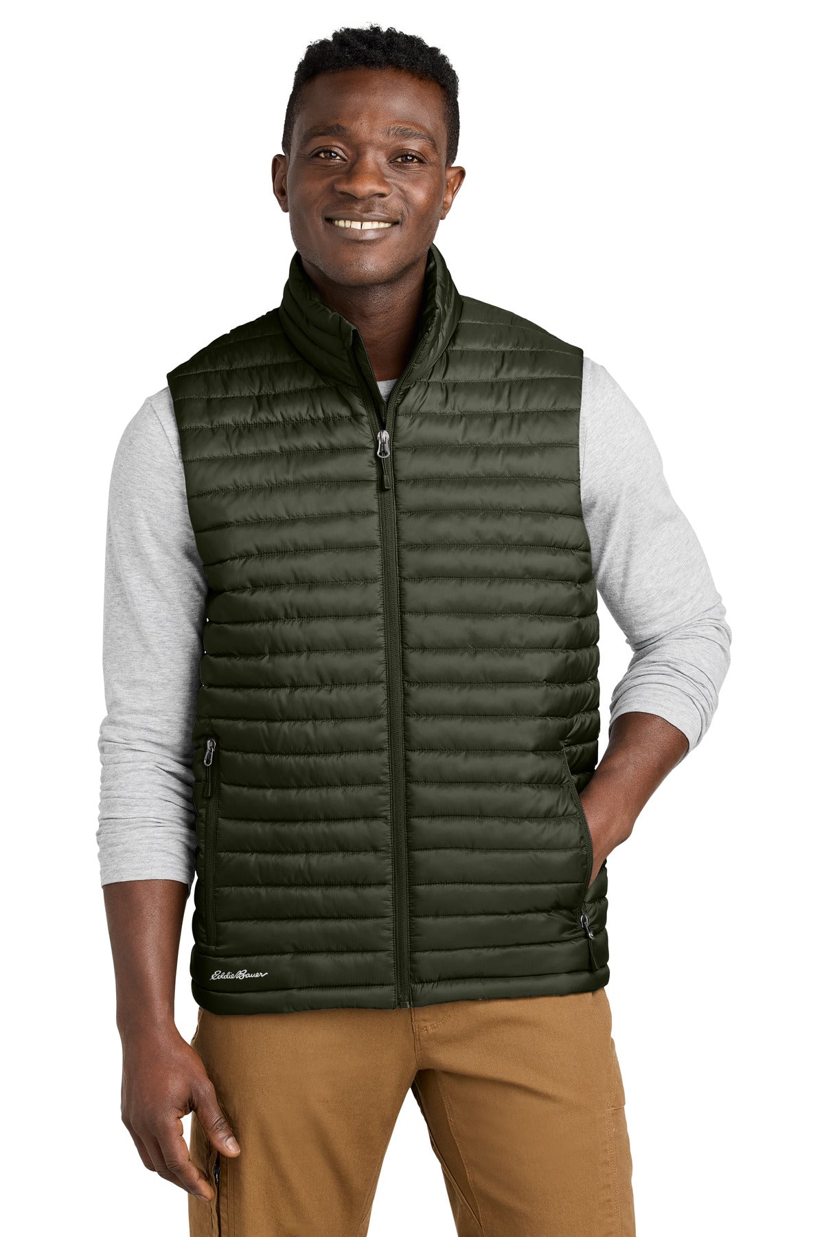 Designed with traditional quilt lines this insulated vest is - Olive Green