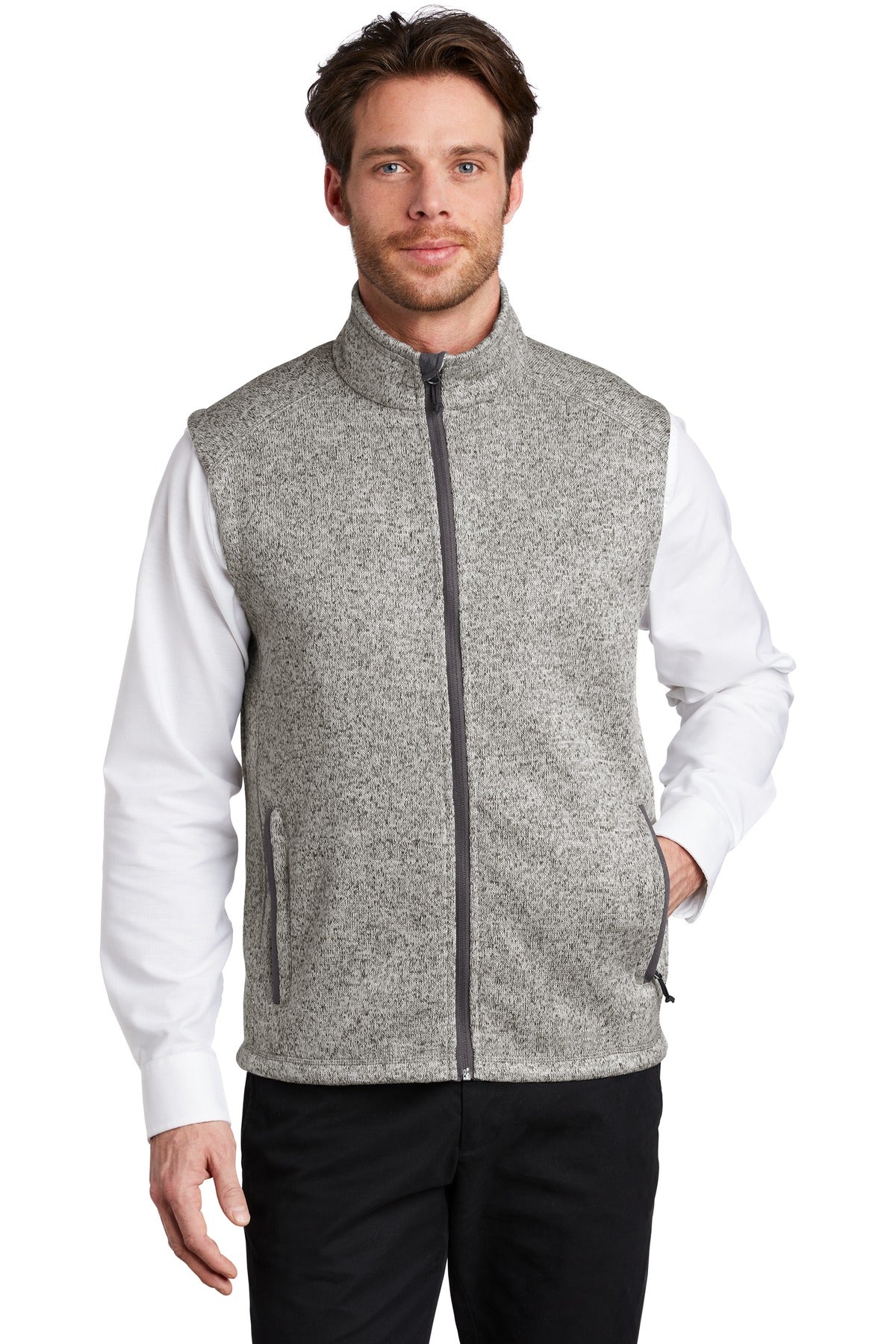 The comfort of a sweater joins the unbeatable warmth of flee - Grey Heather