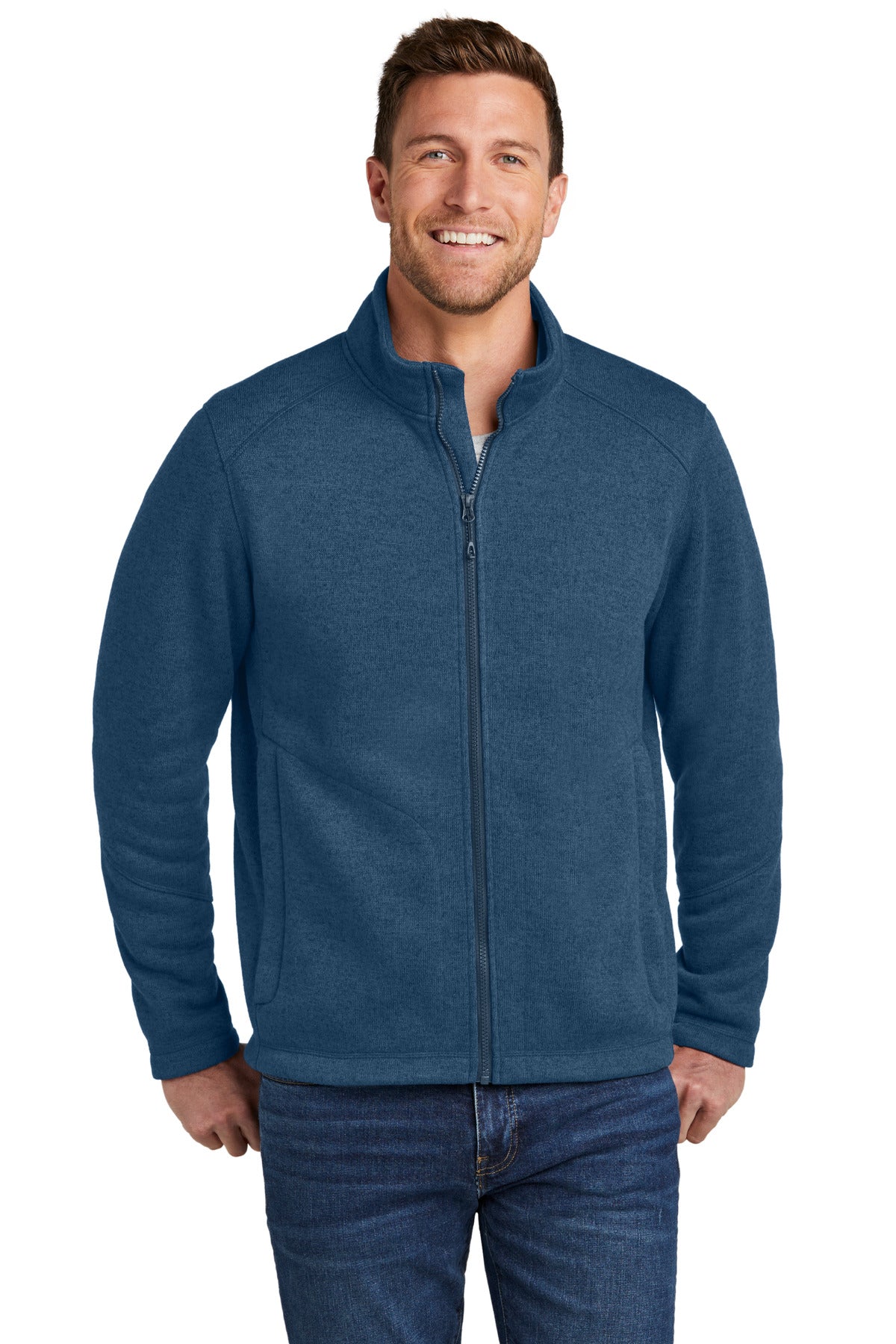 With a subtle heathered pattern our Arc Sweater Fleece combi - Insignia Blue Heather