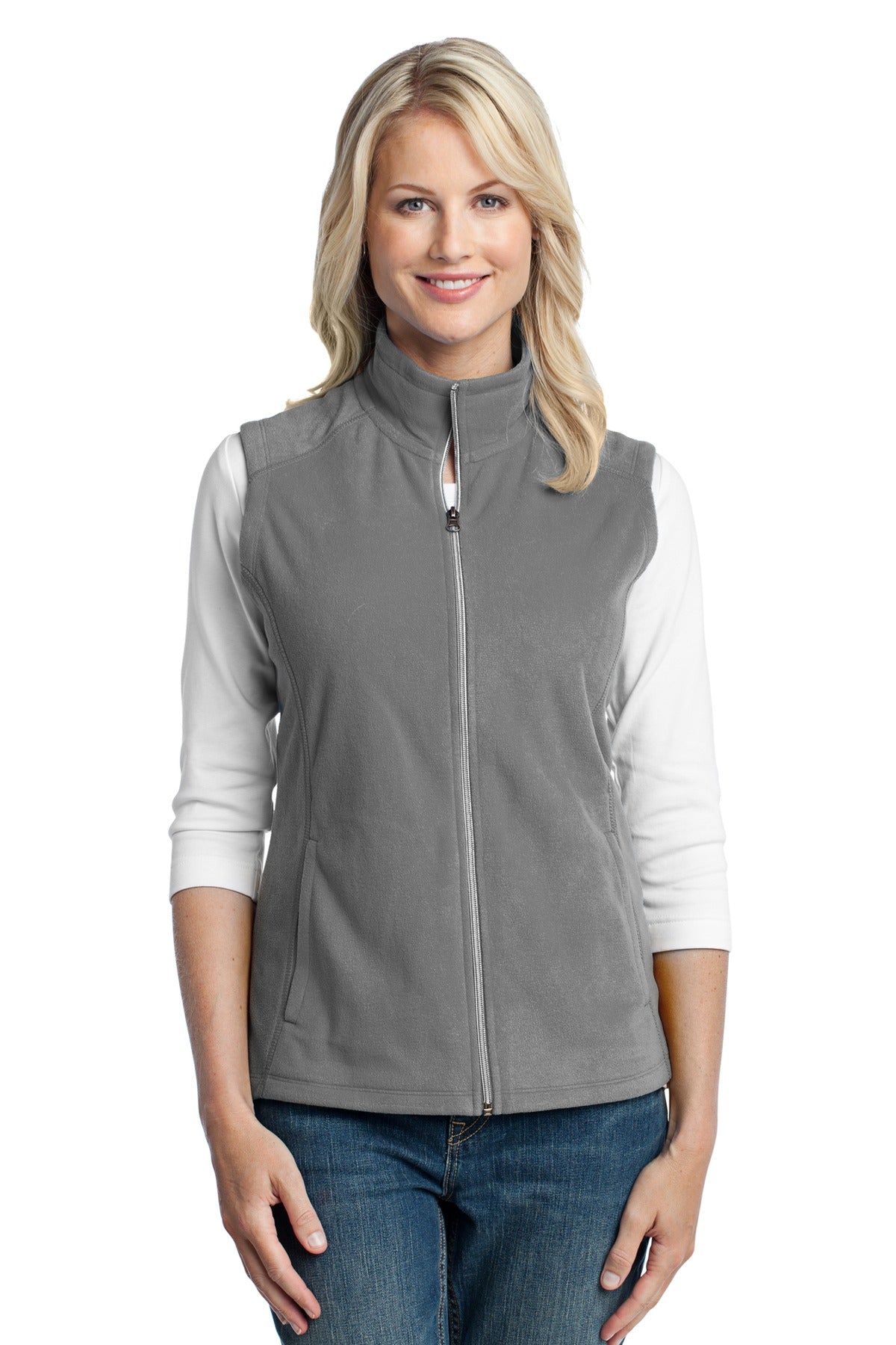Add a layer of warmth with our extra soft cozy microfleece v - Pearl Grey