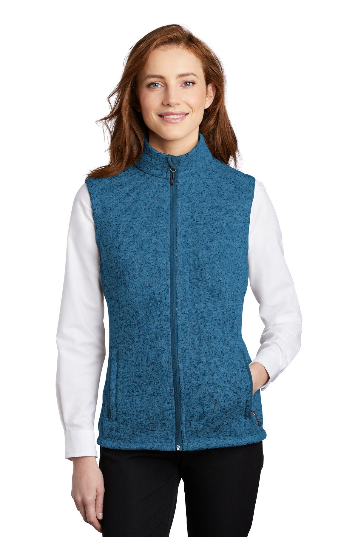 The comfort of a sweater joins the unbeatable warmth of flee - Medium Blue Heather