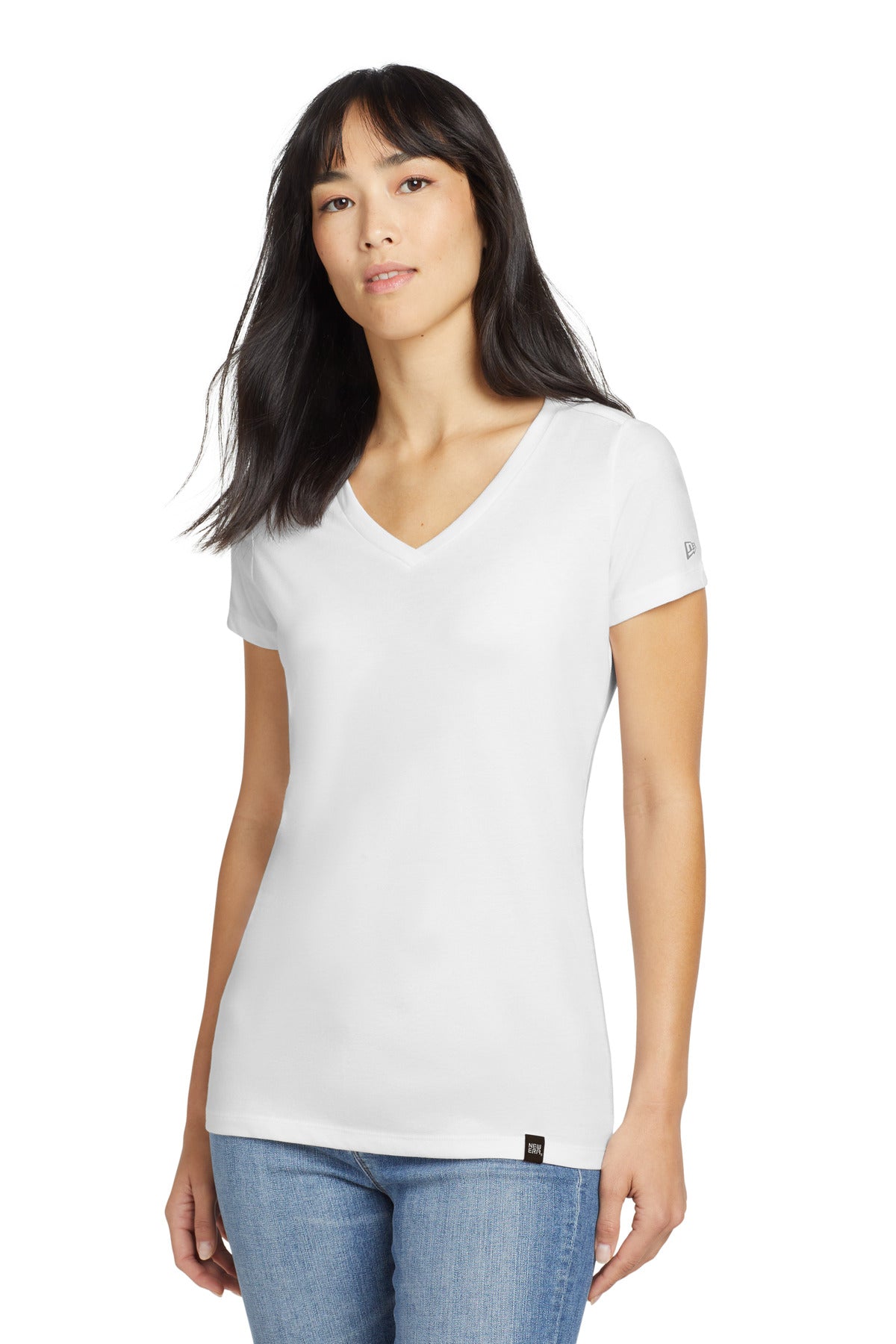 This flattering v-neck feels soft and drapey for timeless st - White