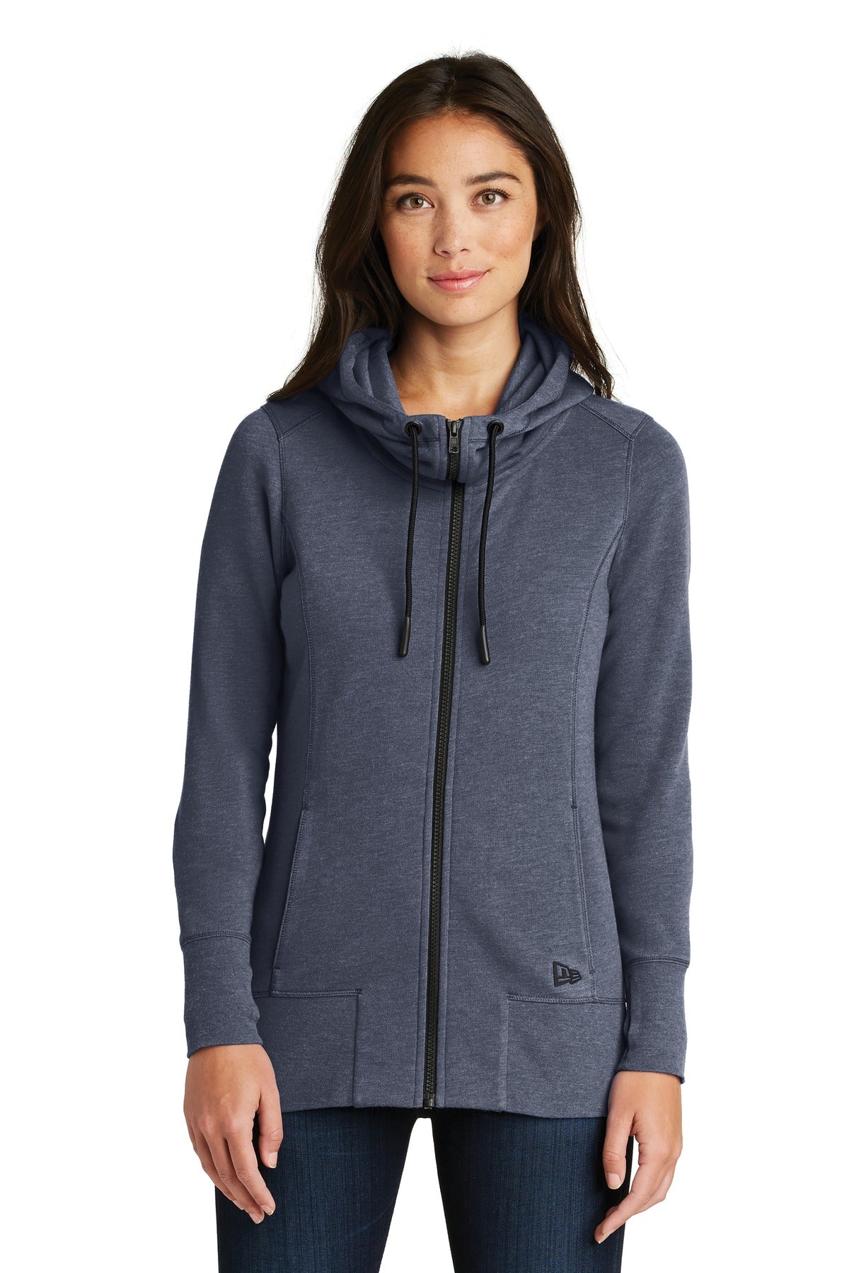 7.1-ounce 55/34/11 cotton/poly/rayon fleece Coverstitched se - True Navy Heather