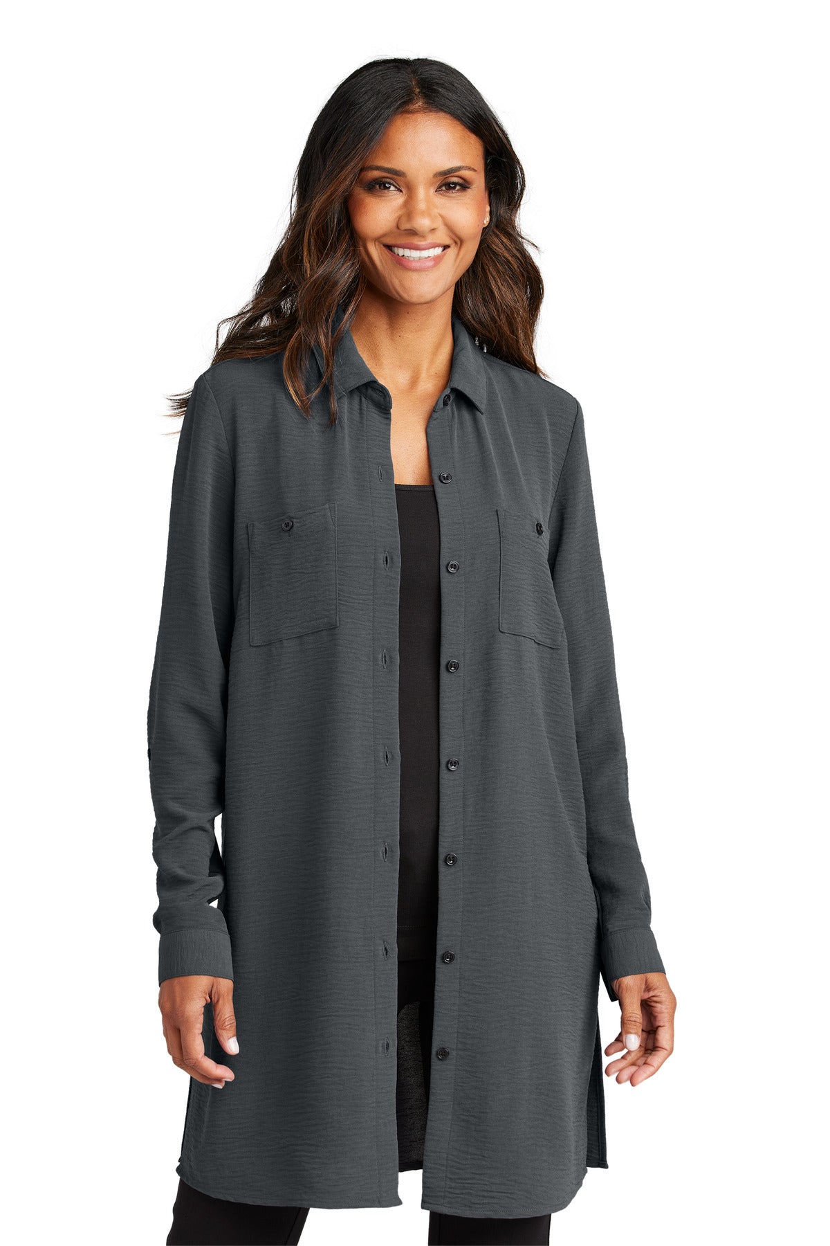 Comfortable and flattering this long tunic has timeless styl - Graphite