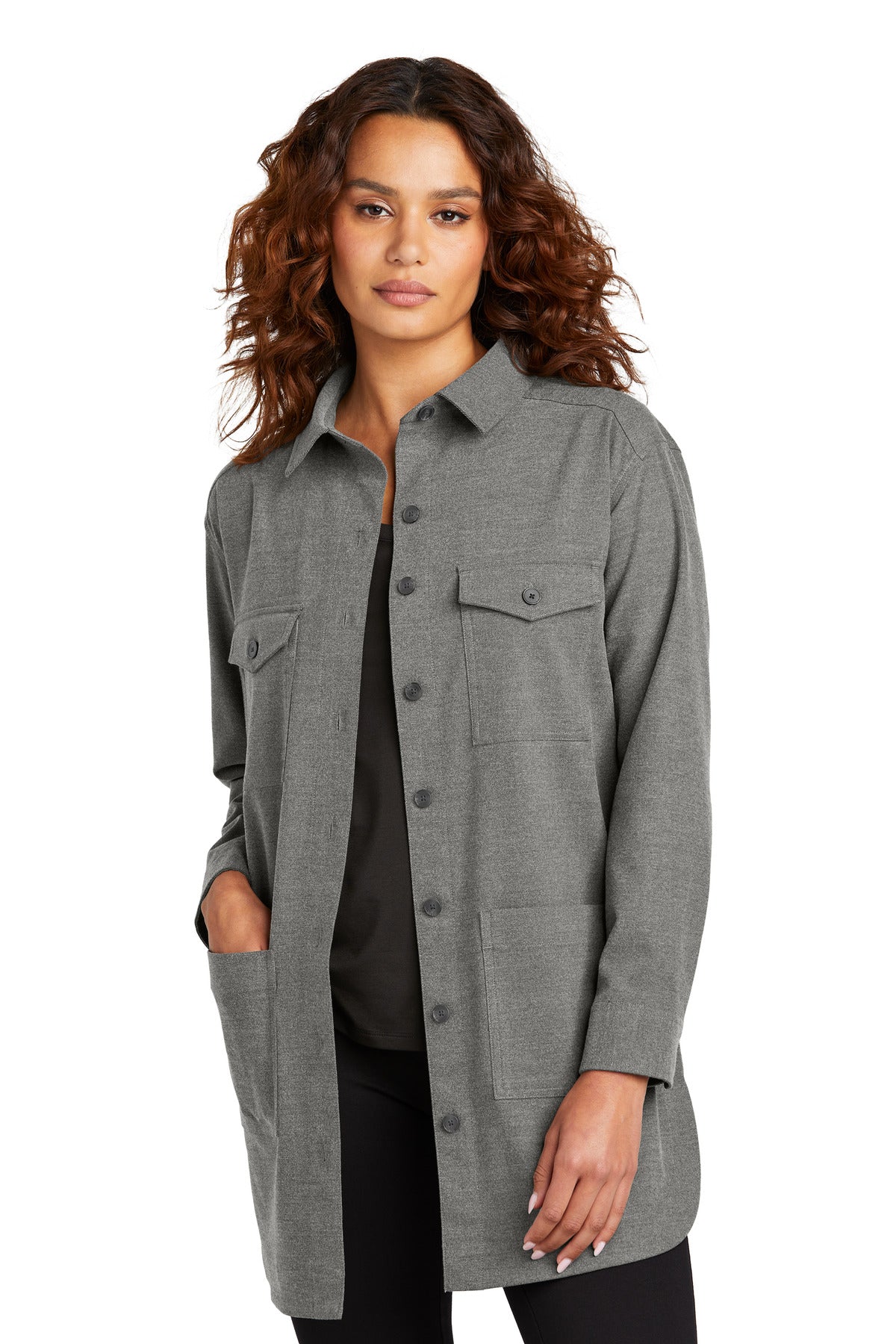 Boardroom-bound or loosely layered this versatile twill over - Light Anchor Grey Heather
