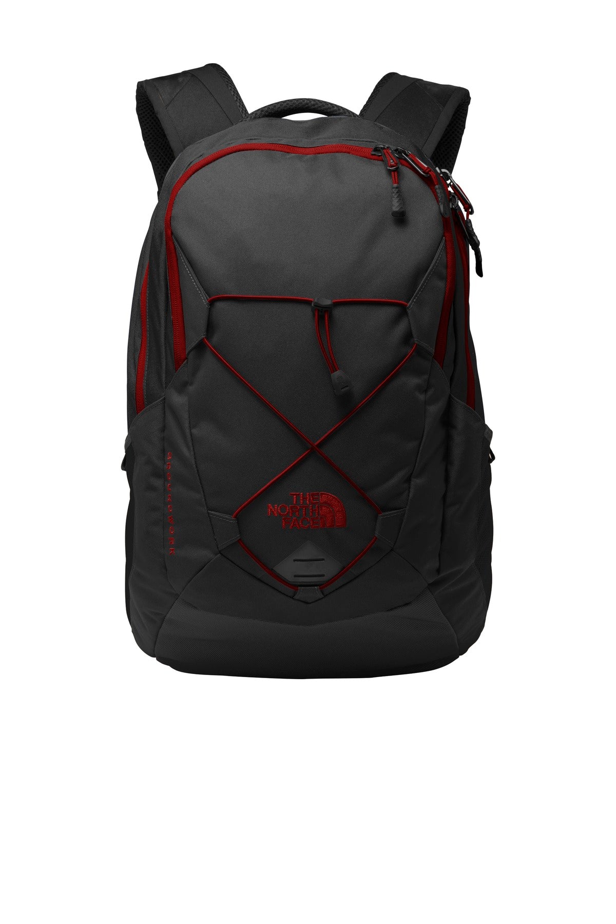 600D polyester 450D x 300D heather polyester 600D geo emboss - TNF Dark Grey Heather/ Cardinal Red