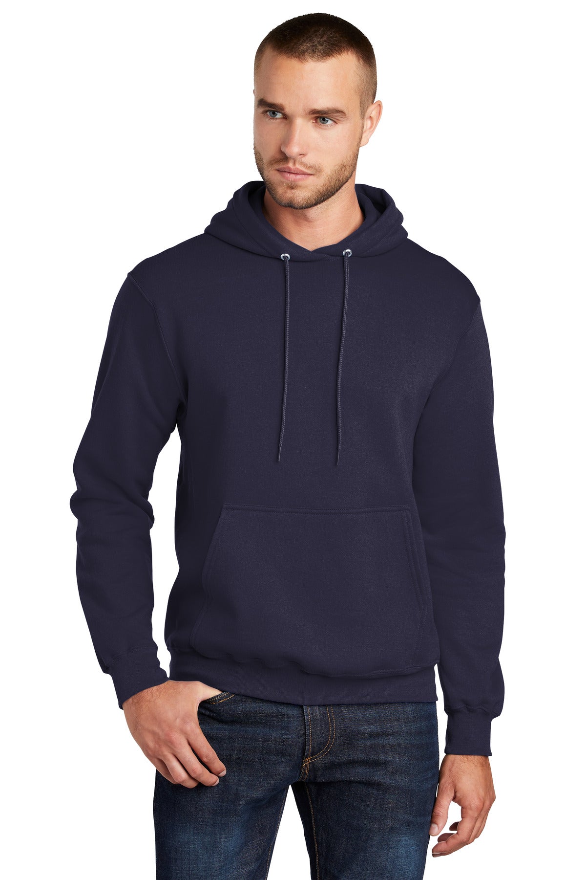 Cozy sweats in our core weight. 7.8-ounce 50/50 cotton/poly - True Navy