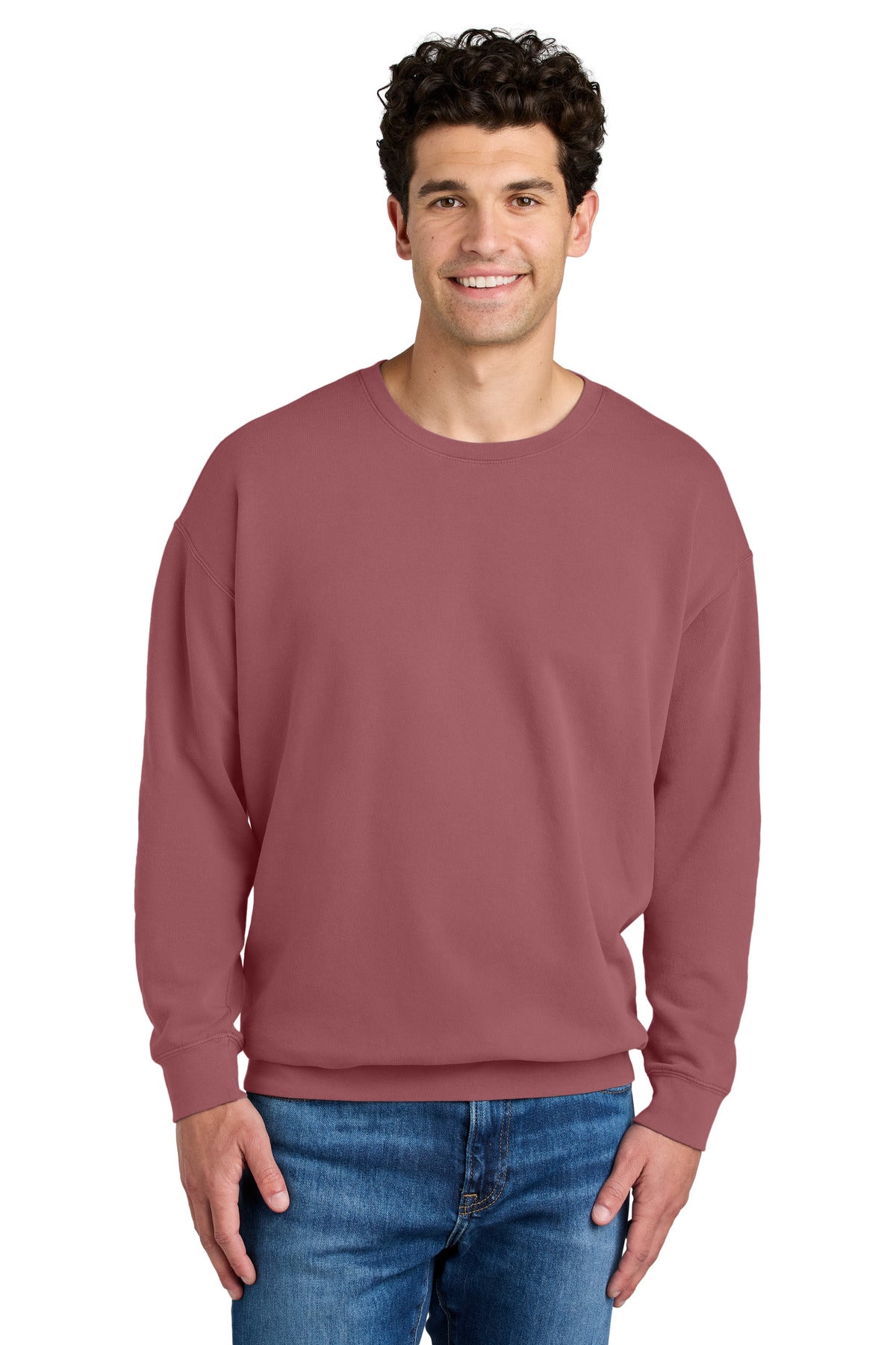 6.4-ounce 100% ring spun US cotton Garment-dyed for a lived- - Crimson