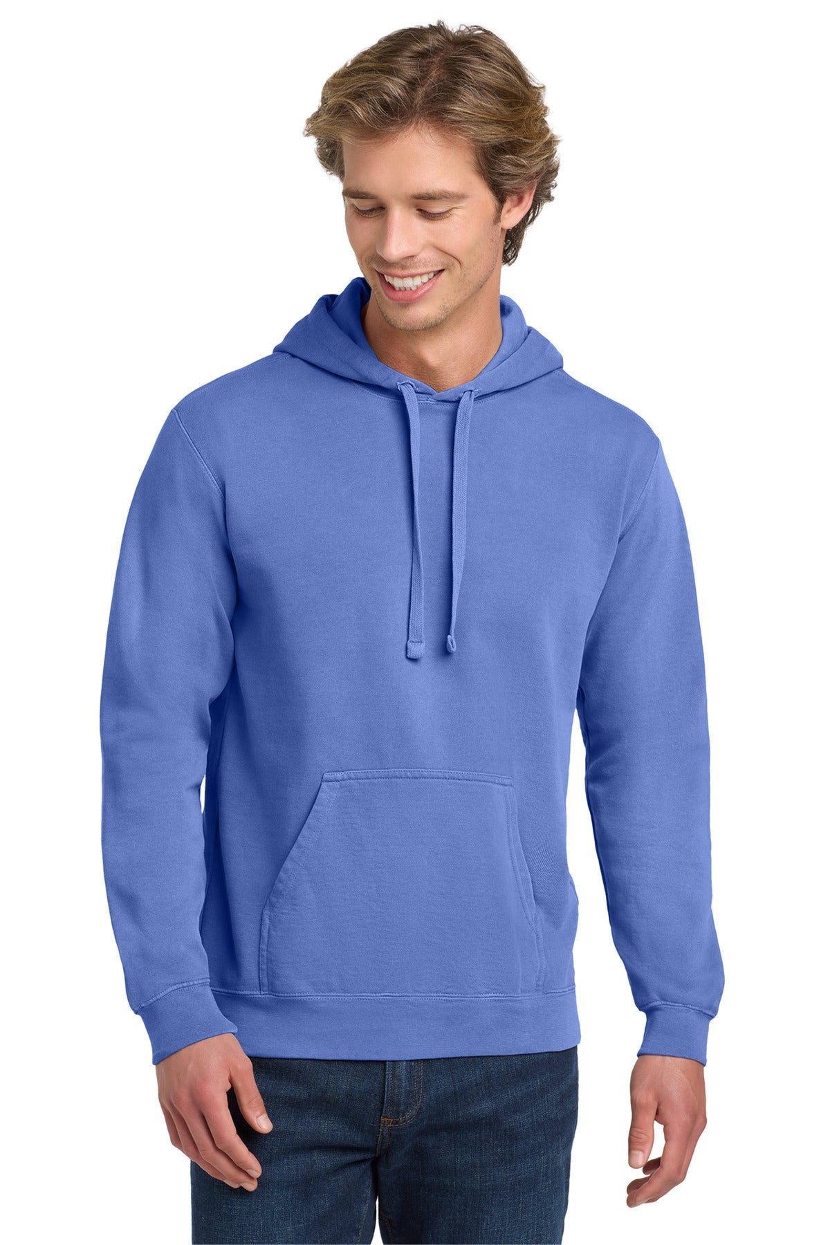 9.5-ounce 80/20 ring spun cotton/poly Soft-washed garment-dy - Flo Blue