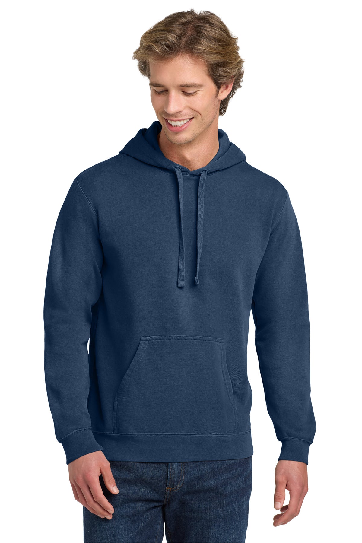 9.5-ounce 80/20 ring spun cotton/poly Soft-washed garment-dy - True Navy