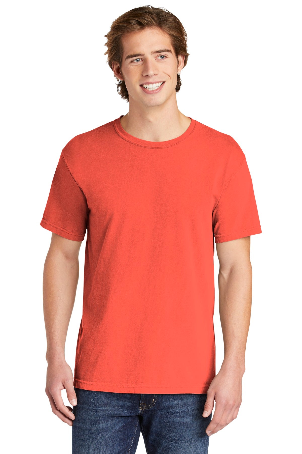 6.1-ounce 100% US ring spun cotton Soft-washed garment-dyed  - Bright Salmon