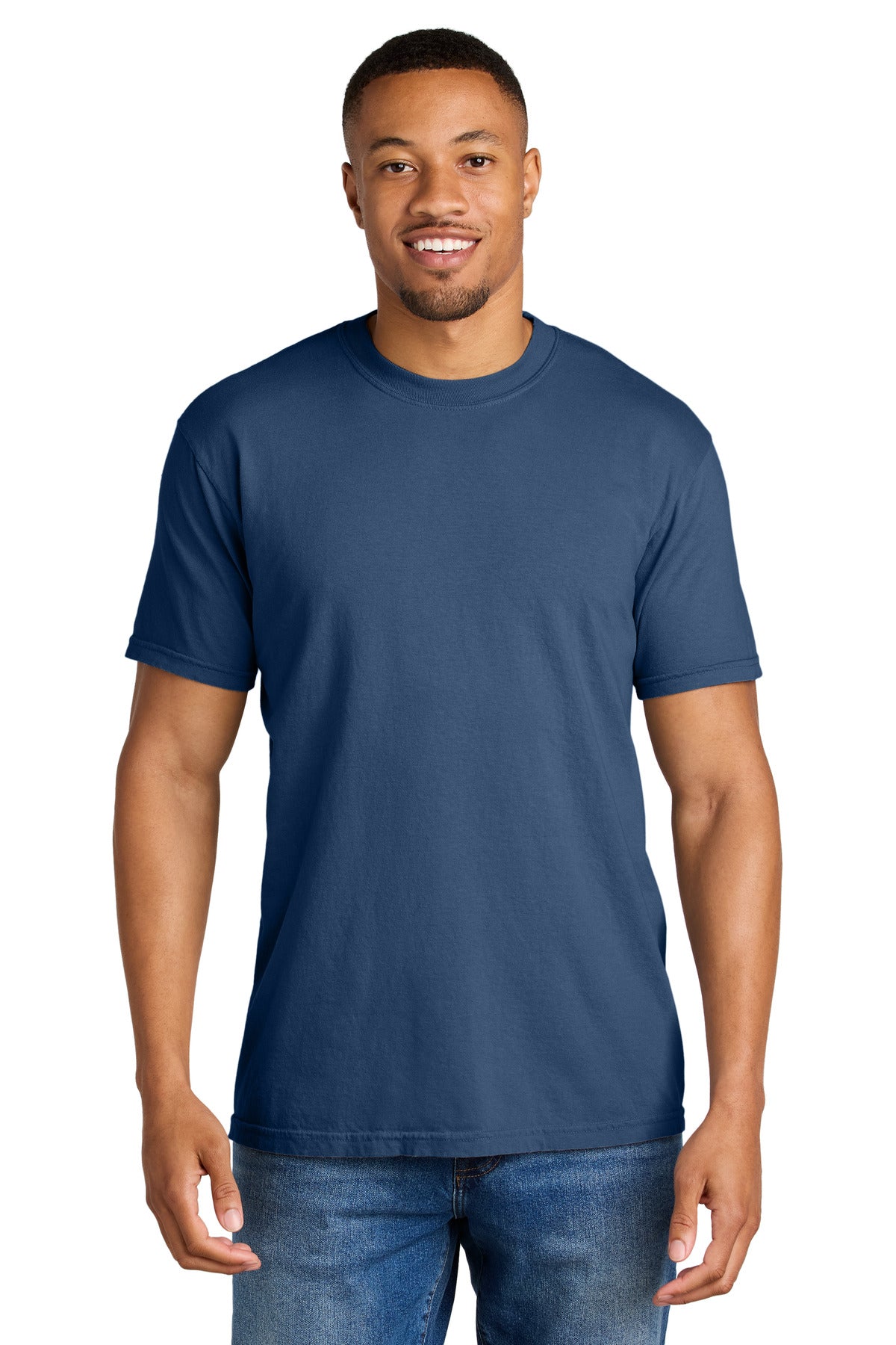 6.1-ounce 100% US ring spun cotton Soft-washed garment-dyed  - China Blue