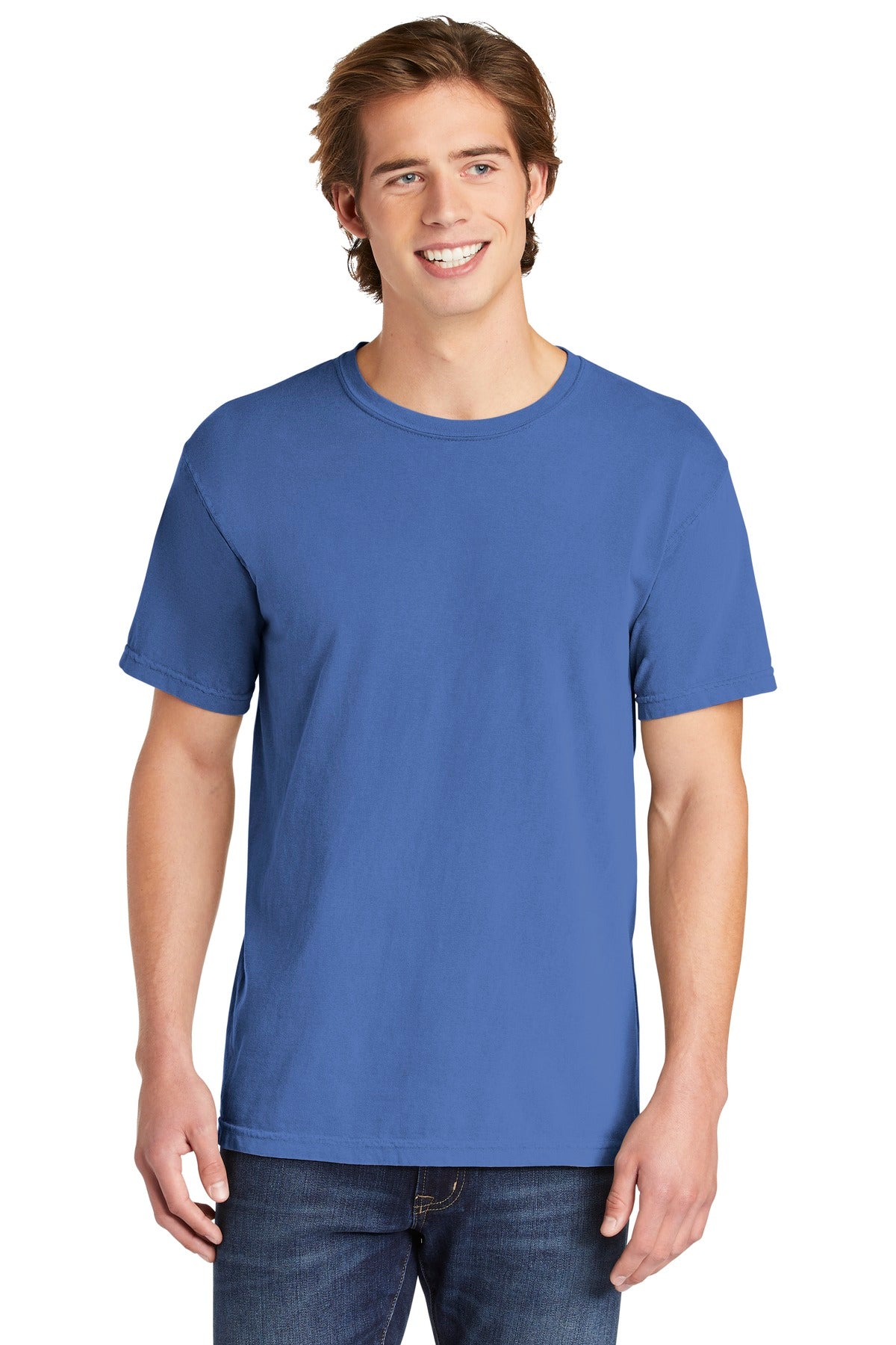 6.1-ounce 100% US ring spun cotton Soft-washed garment-dyed  - Flo Blue