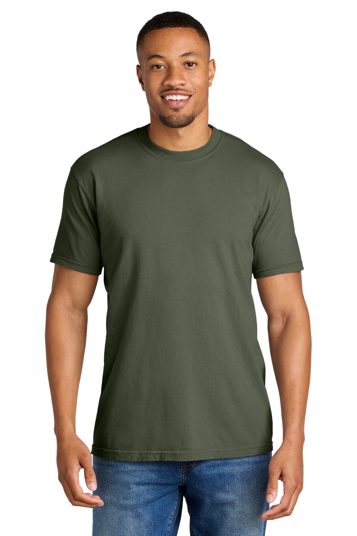 6.1-ounce 100% US ring spun cotton Soft-washed garment-dyed  - Moss