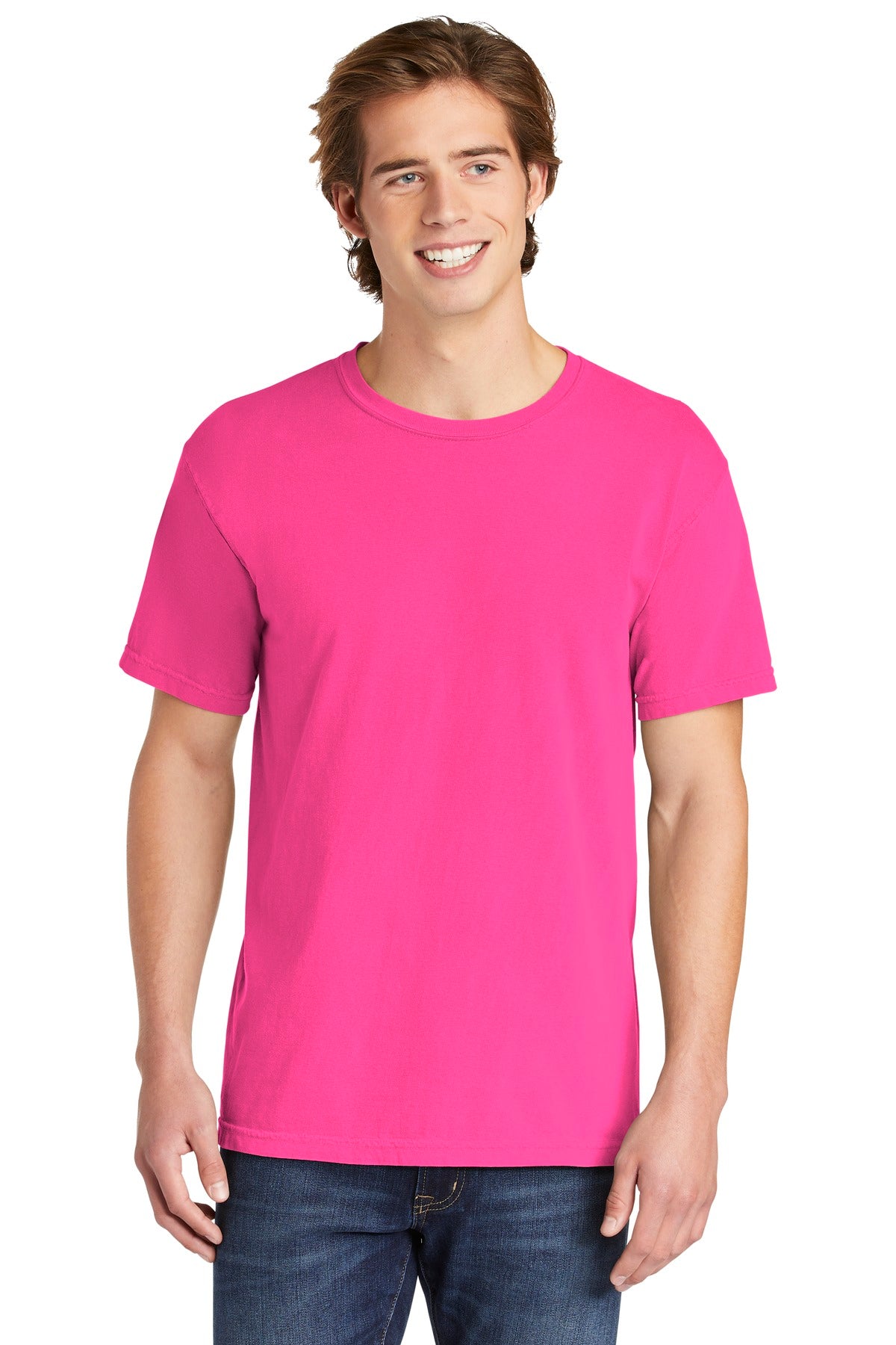6.1-ounce 100% US ring spun cotton Soft-washed garment-dyed  - Neon Pink