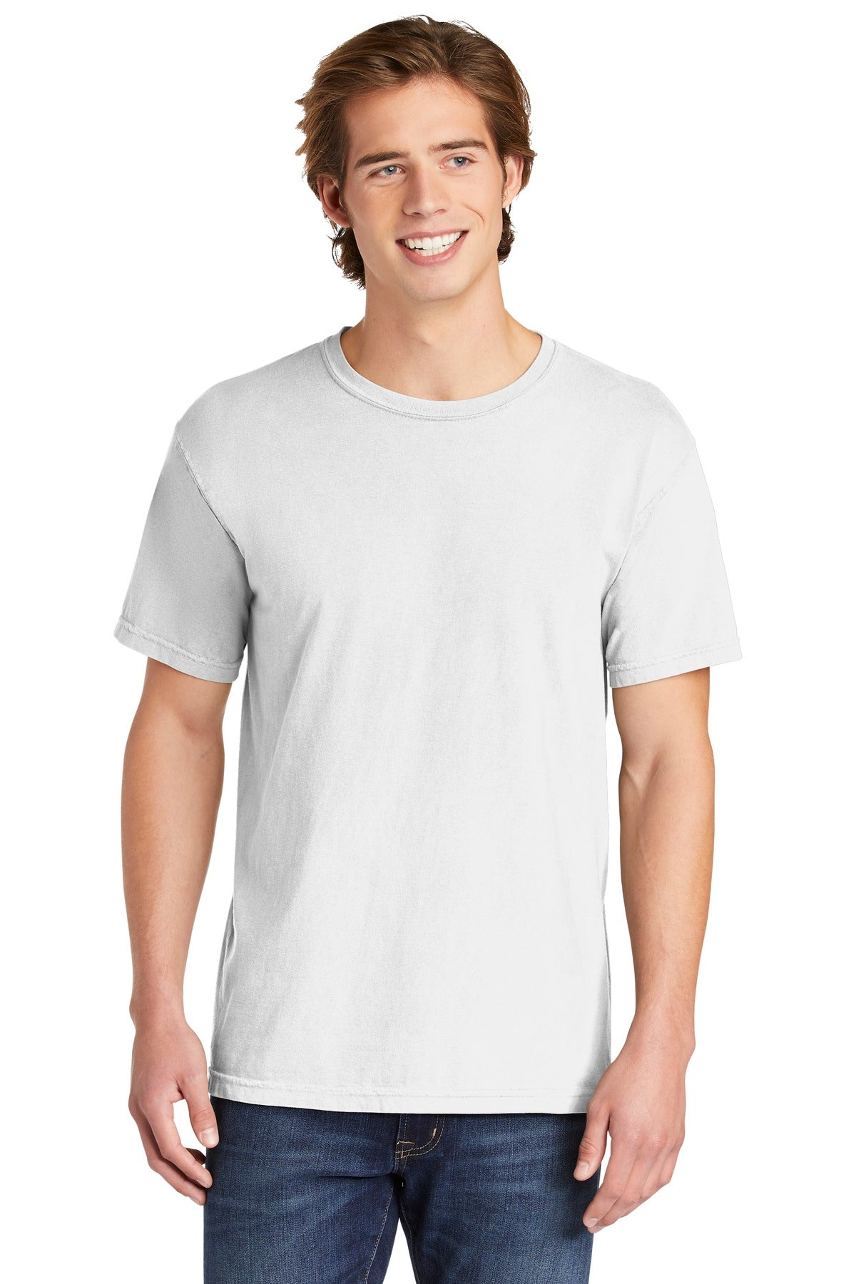 6.1-ounce 100% US ring spun cotton Soft-washed garment-dyed  - White