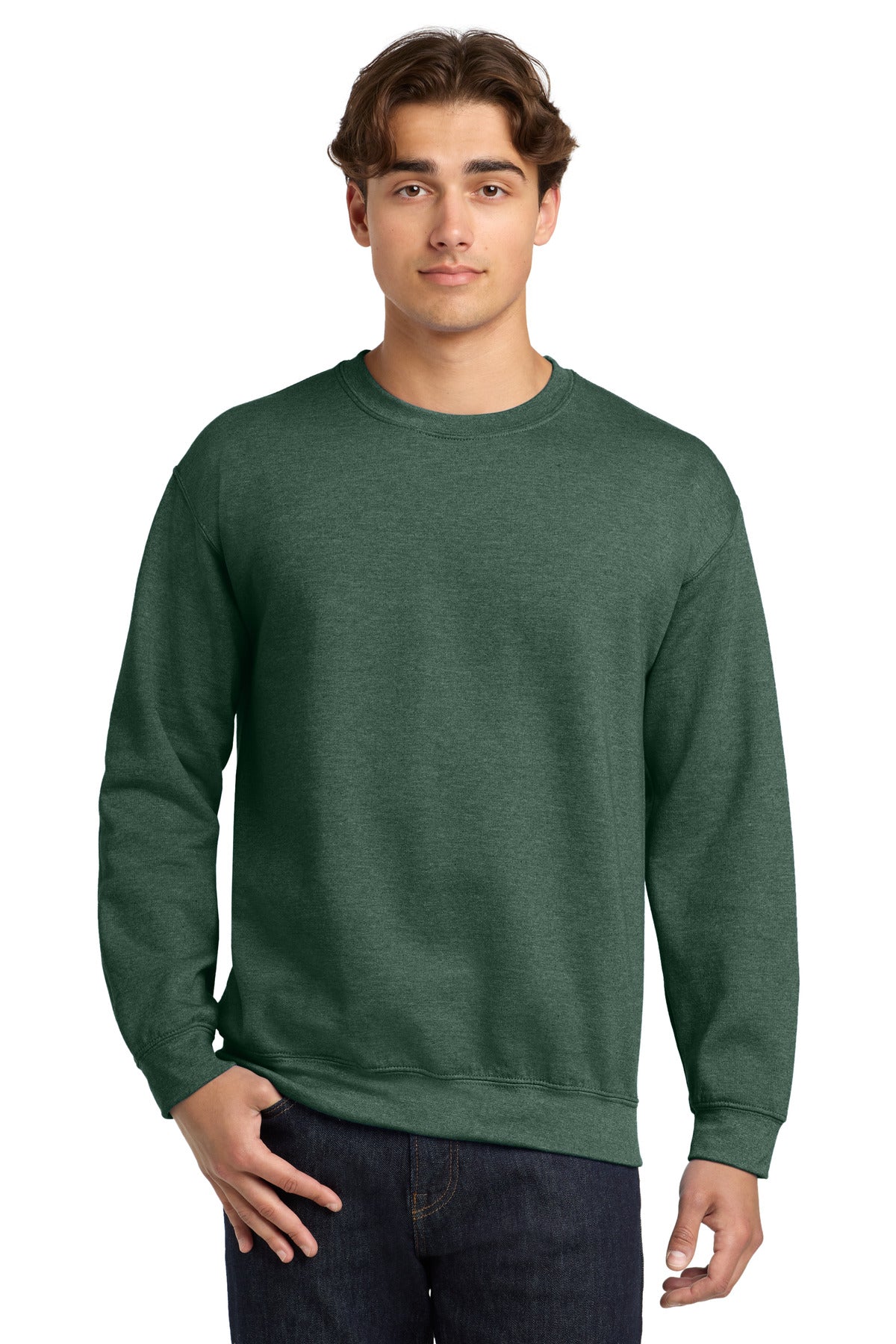 8-ounce 50/50 cotton/poly 60/40 cotton/poly (Heather Sports) - Heather Sport Dark Green