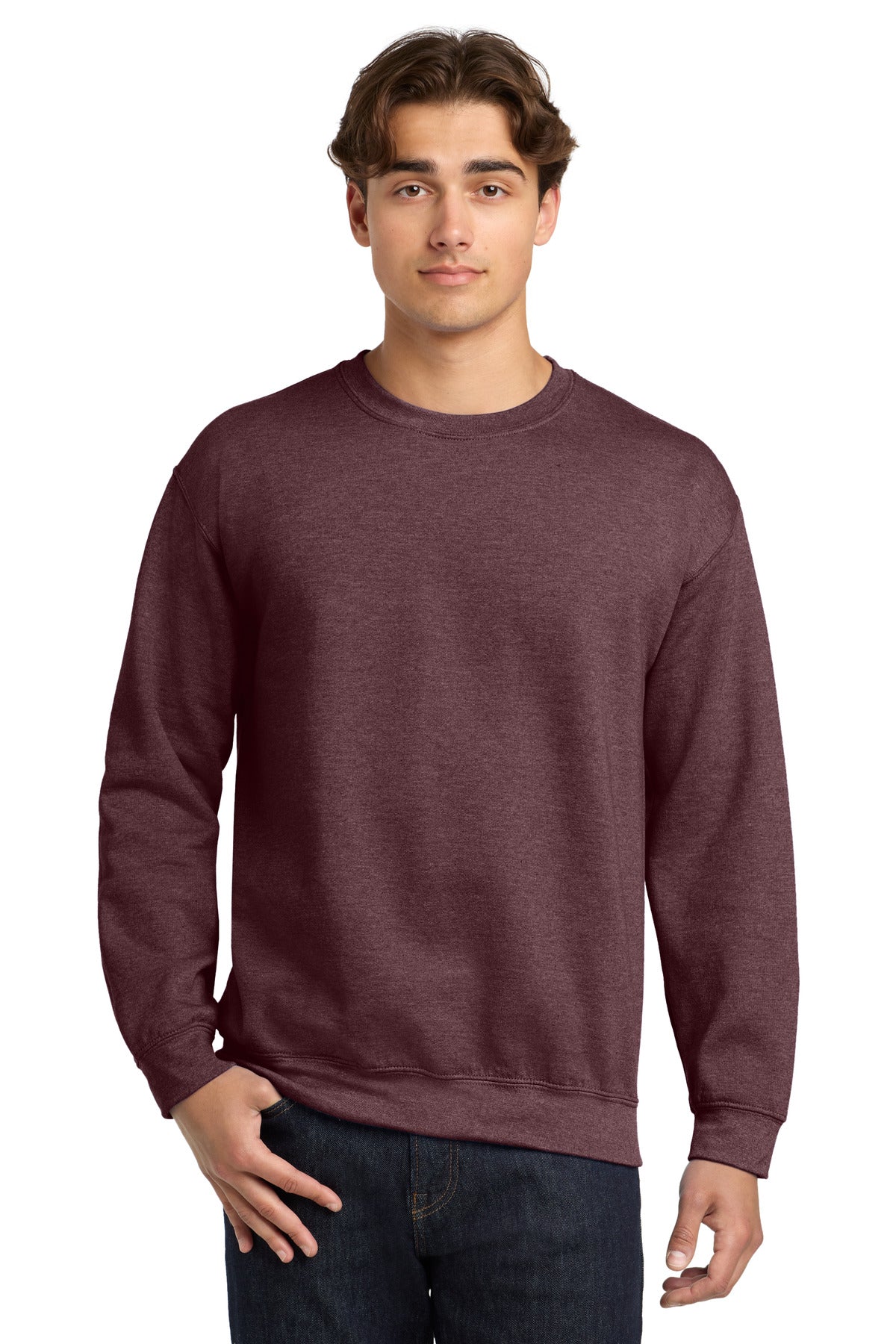 8-ounce 50/50 cotton/poly 60/40 cotton/poly (Heather Sports) - Heather Sport Dark Maroon