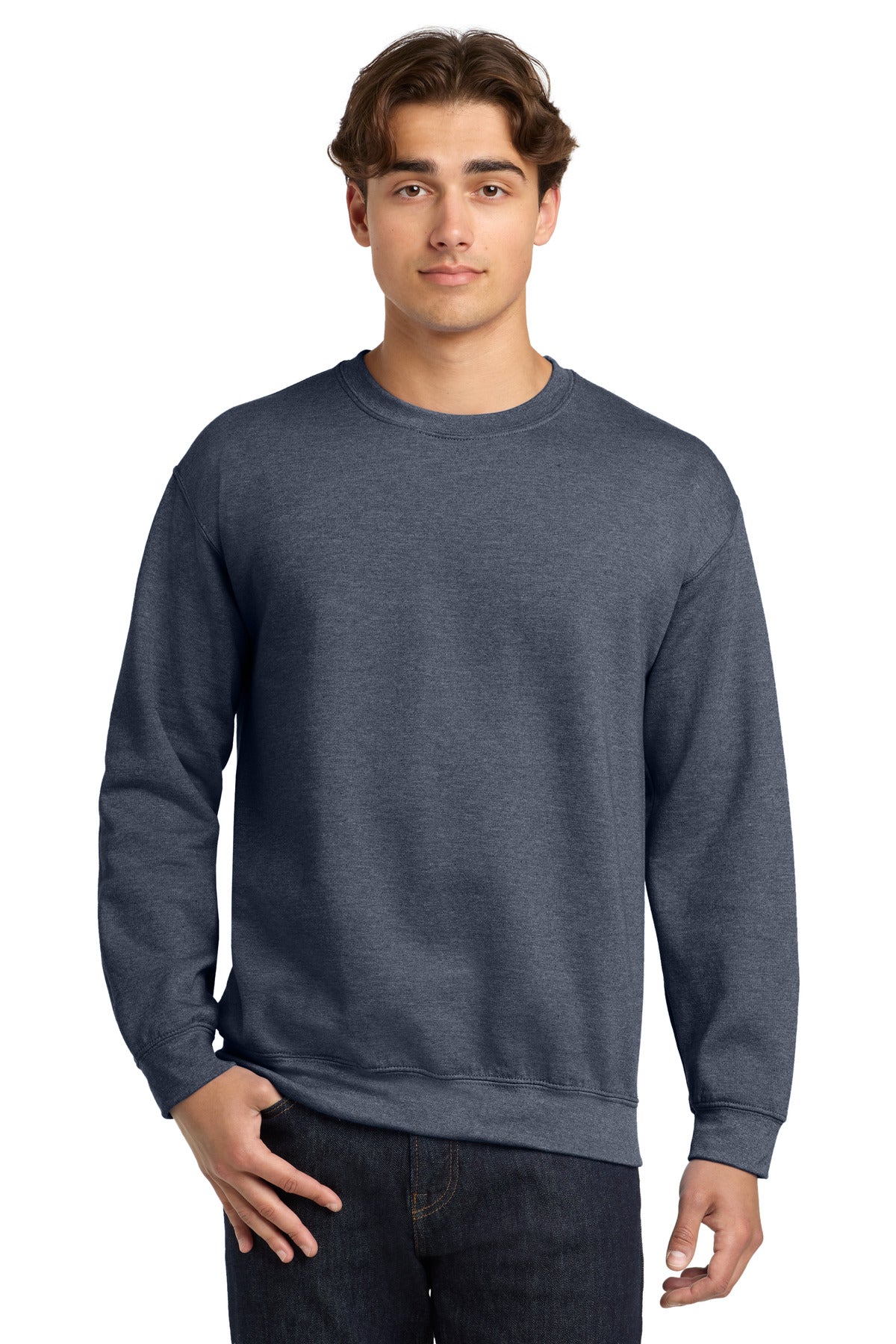 8-ounce 50/50 cotton/poly 60/40 cotton/poly (Heather Sports) - Heather Sport Dark Navy