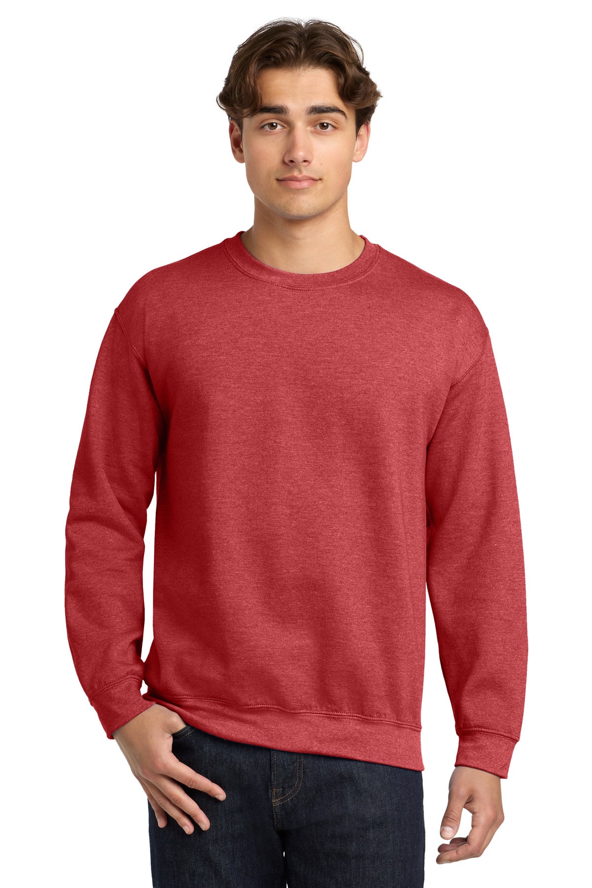 8-ounce 50/50 cotton/poly 60/40 cotton/poly (Heather Sports) - Heather Sport Scarlet
