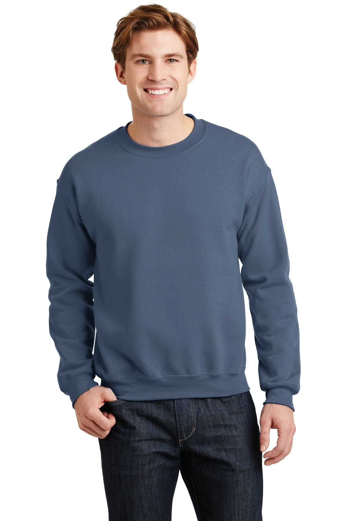 8-ounce 50/50 cotton/poly 60/40 cotton/poly (Heather Sports) - Indigo Blue