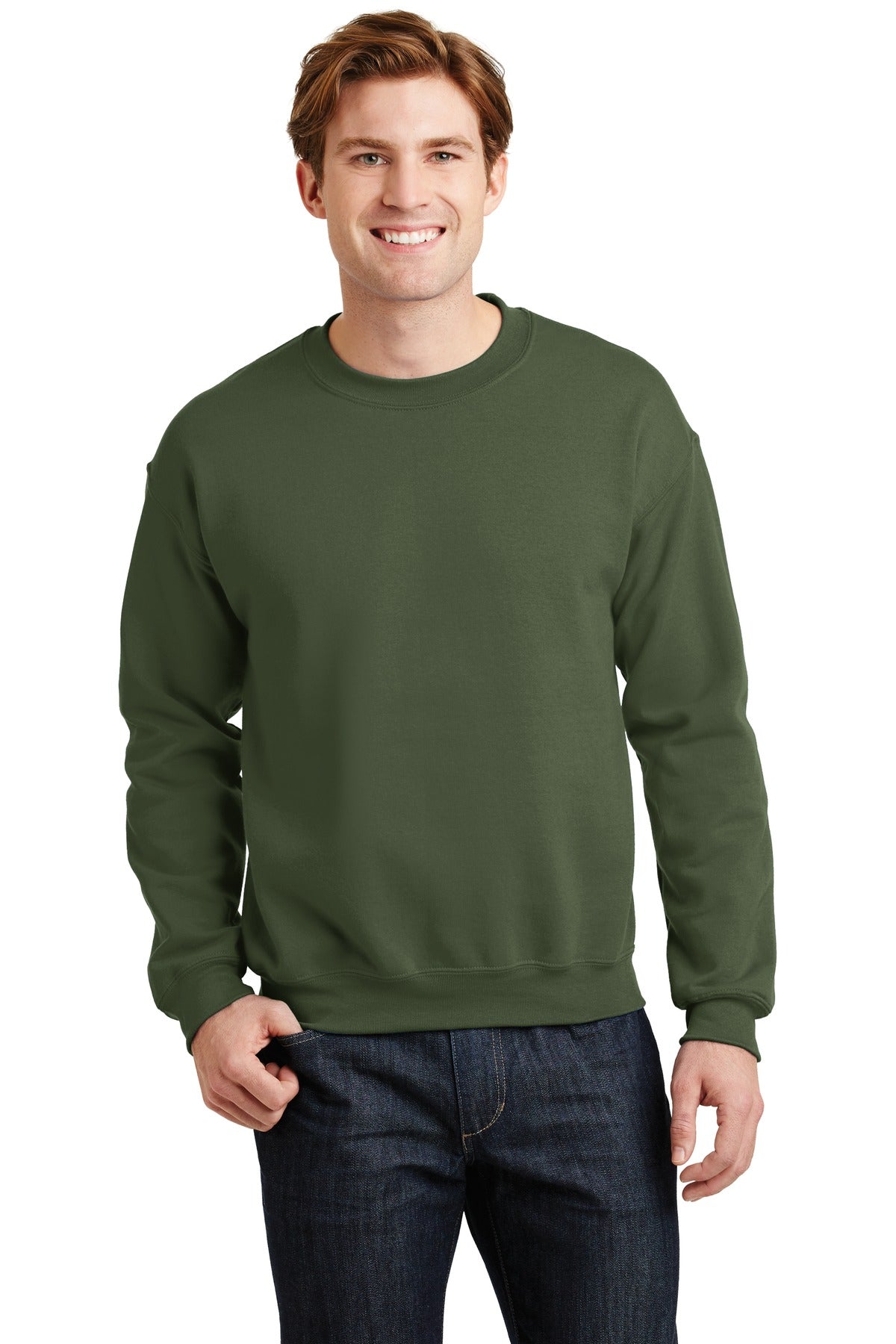 8-ounce 50/50 cotton/poly 60/40 cotton/poly (Heather Sports) - Military Green