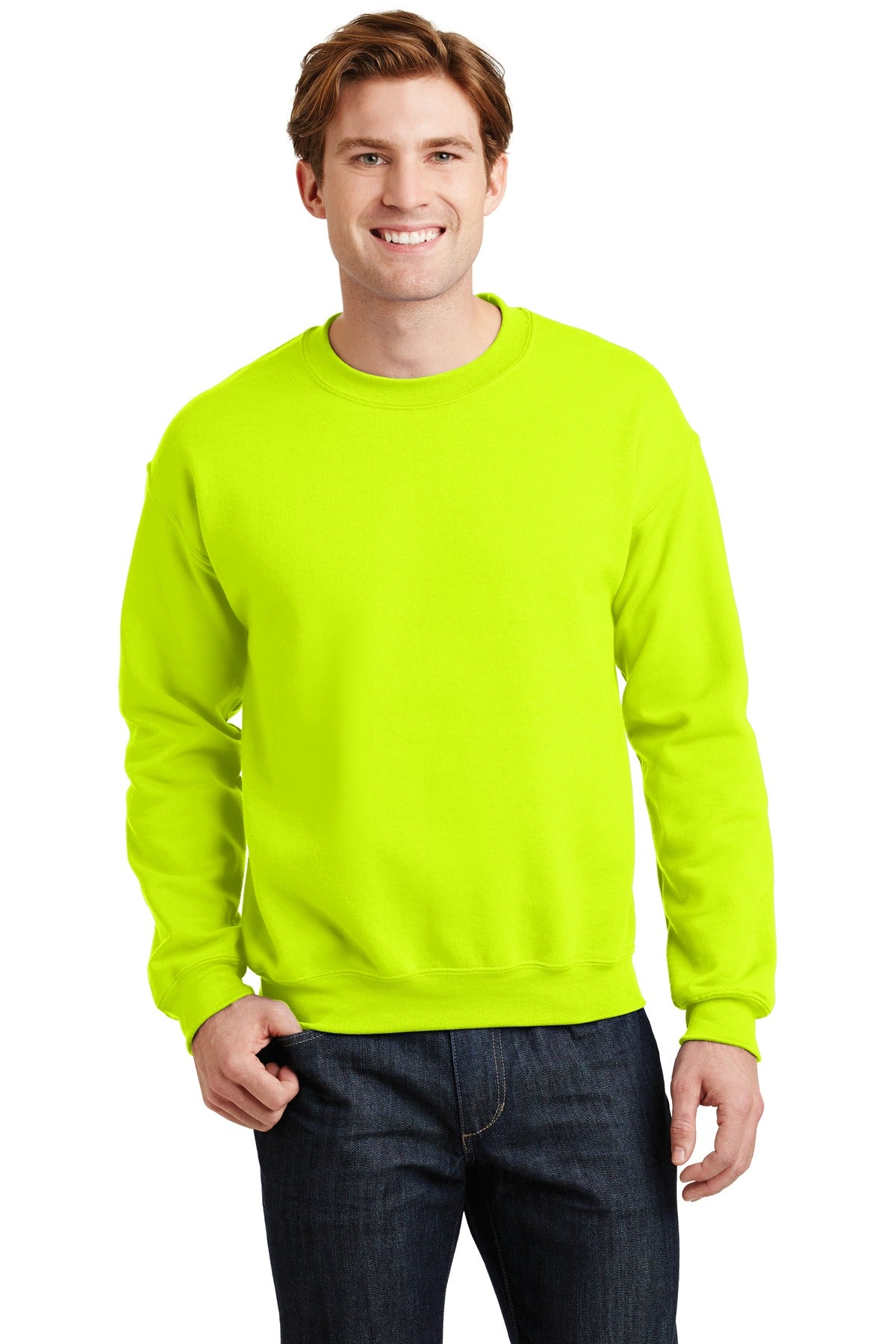 8-ounce 50/50 cotton/poly 60/40 cotton/poly (Heather Sports) - Safety Green