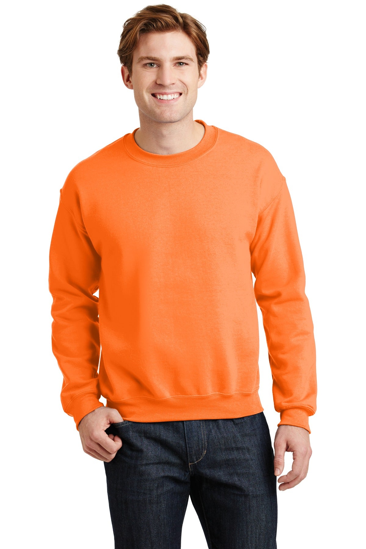 8-ounce 50/50 cotton/poly 60/40 cotton/poly (Heather Sports) - S. Orange