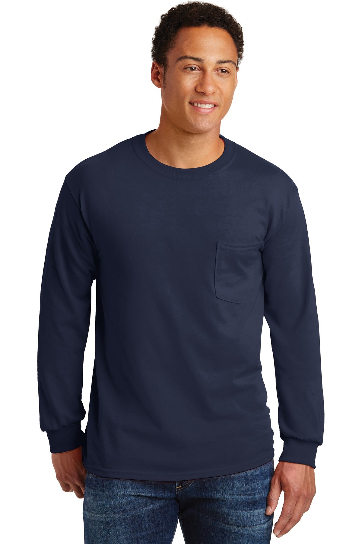 6-ounce 100% US cotton50/50 cotton/poly (Safety Green Safety - Navy