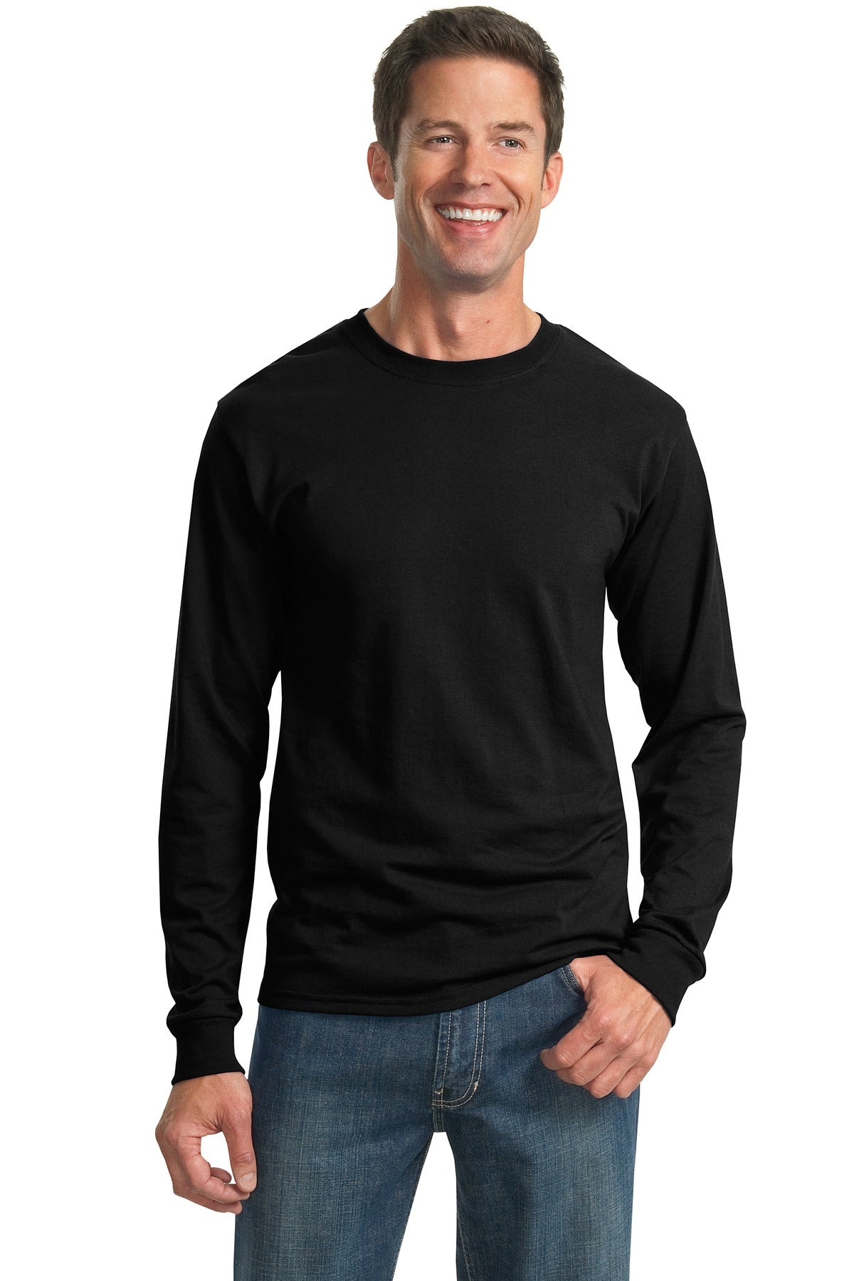 5.4-ounce 50/50 cotton/poly jersey 47/53 cotton/poly (Oxford - Black