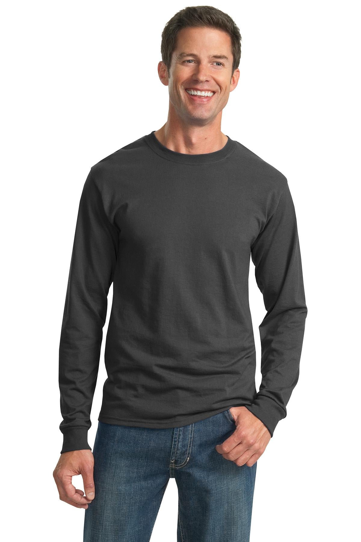 5.4-ounce 50/50 cotton/poly jersey 47/53 cotton/poly (Oxford - Charcoal Grey