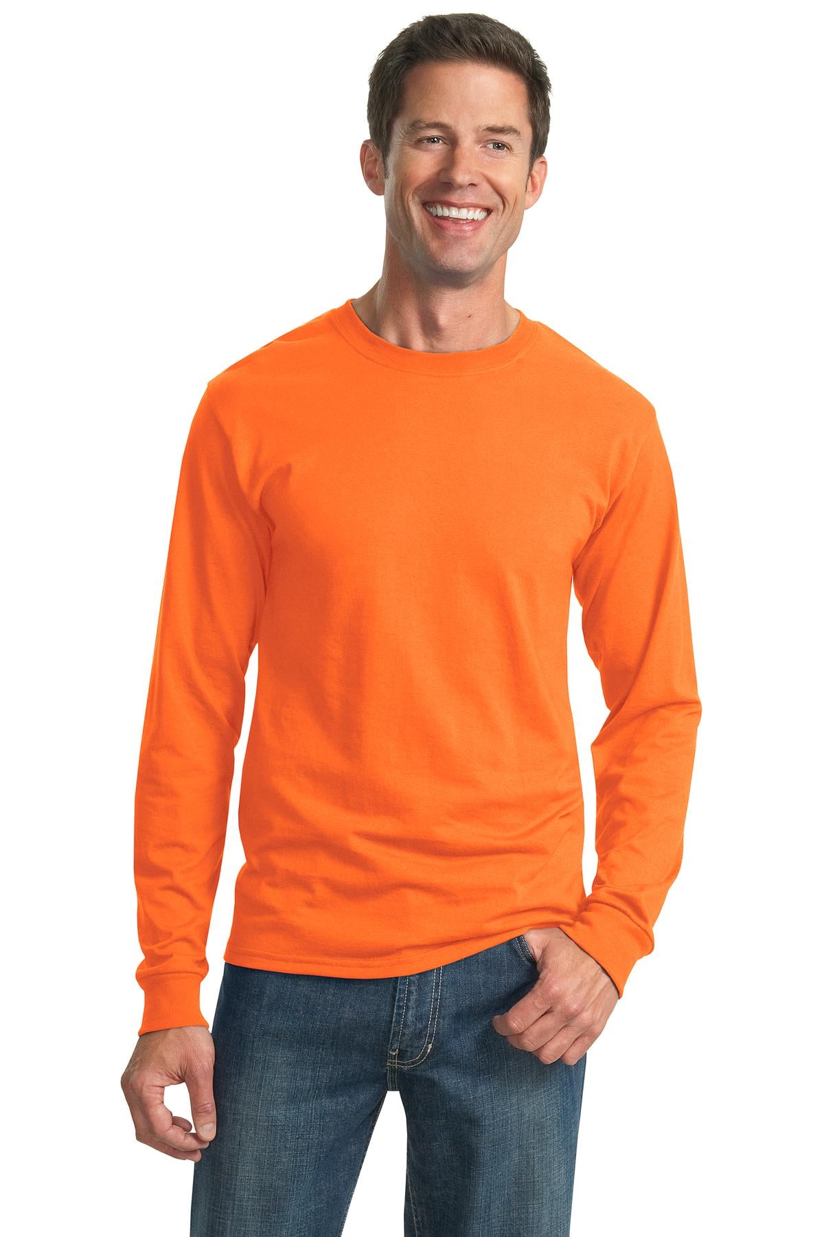 5.4-ounce 50/50 cotton/poly jersey 47/53 cotton/poly (Oxford - Safety Orange