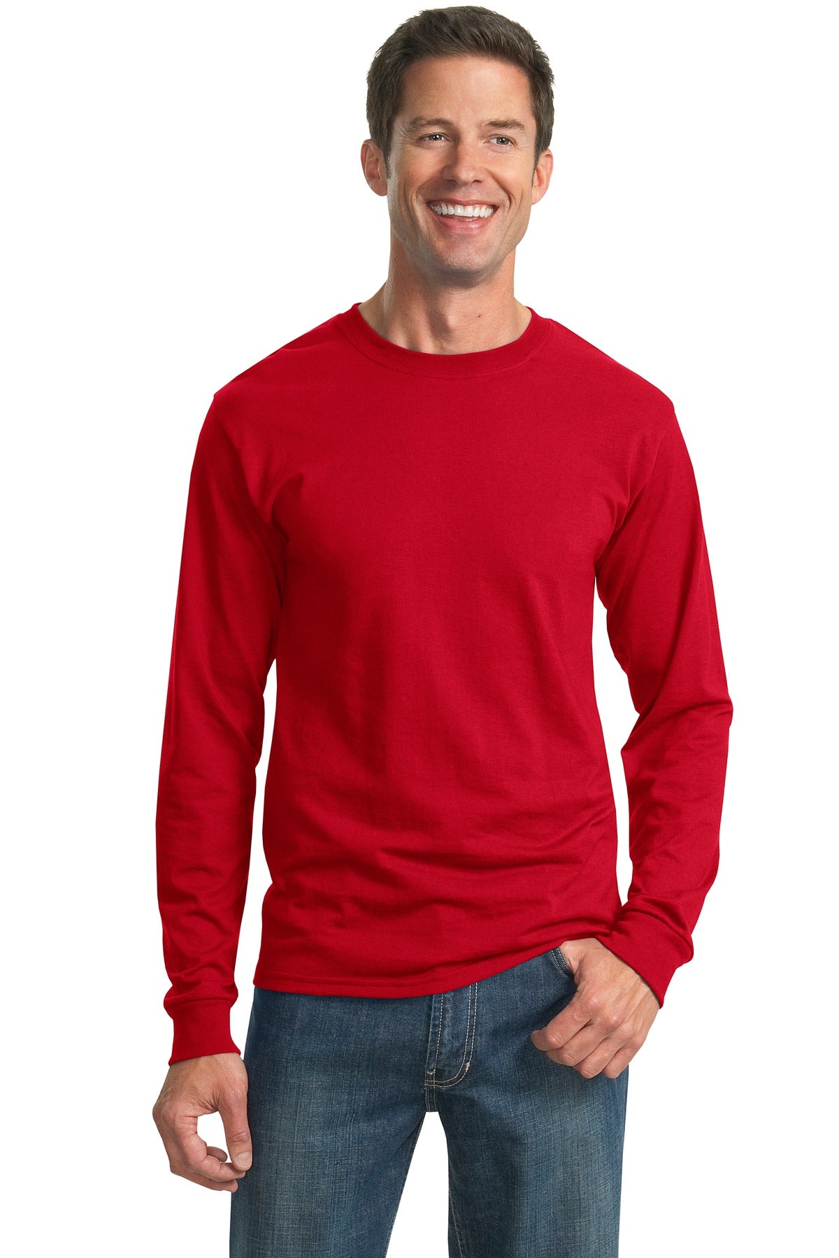 5.4-ounce 50/50 cotton/poly jersey 47/53 cotton/poly (Oxford - True Red