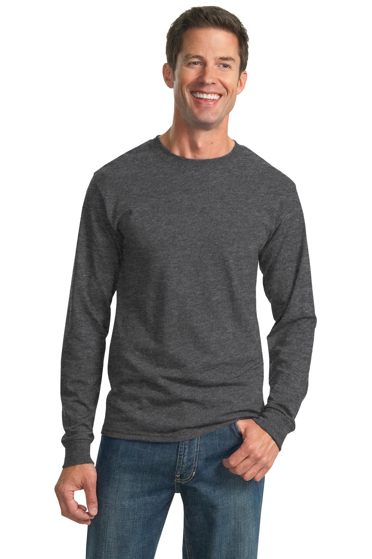 5.4-ounce 50/50 cotton/poly jersey 47/53 cotton/poly (Oxford - Black Heather