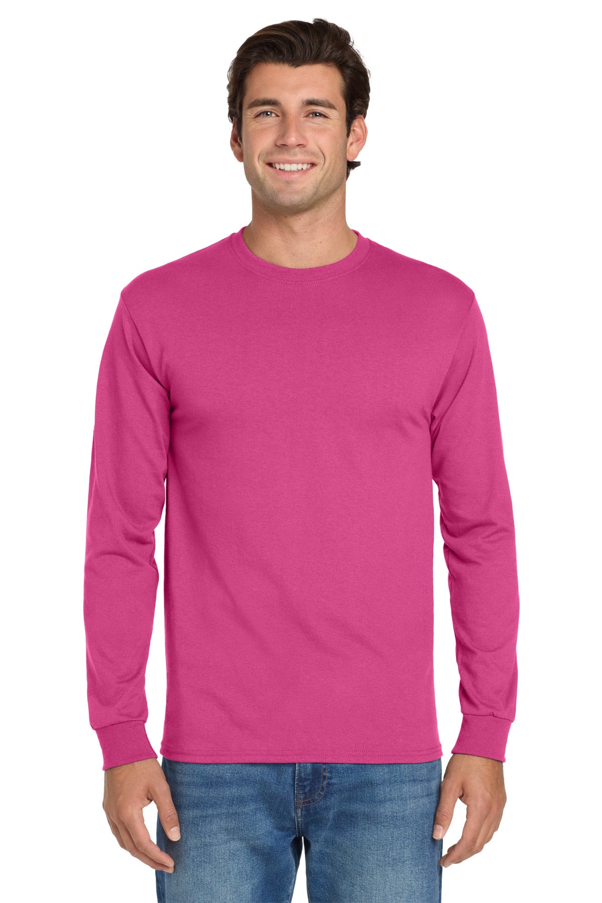 5.4-ounce 50/50 cotton/poly jersey 47/53 cotton/poly (Oxford - Cyber Pink