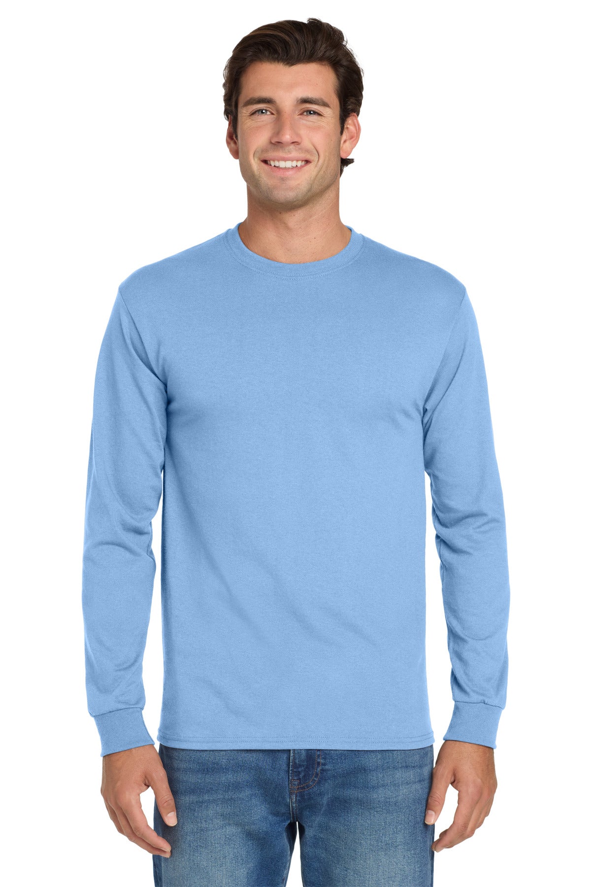 5.4-ounce 50/50 cotton/poly jersey 47/53 cotton/poly (Oxford - Light Blue