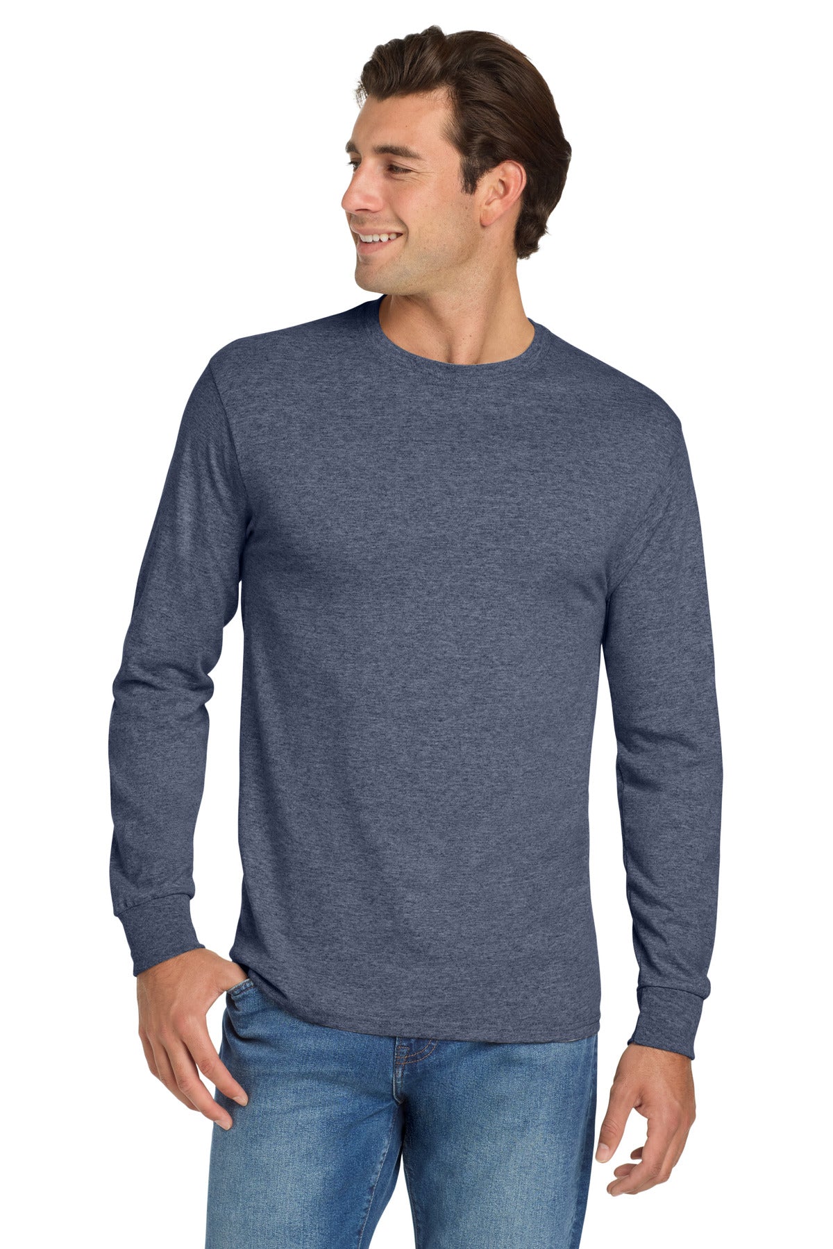 5.4-ounce 50/50 cotton/poly jersey 47/53 cotton/poly (Oxford - Vintage Heather Navy