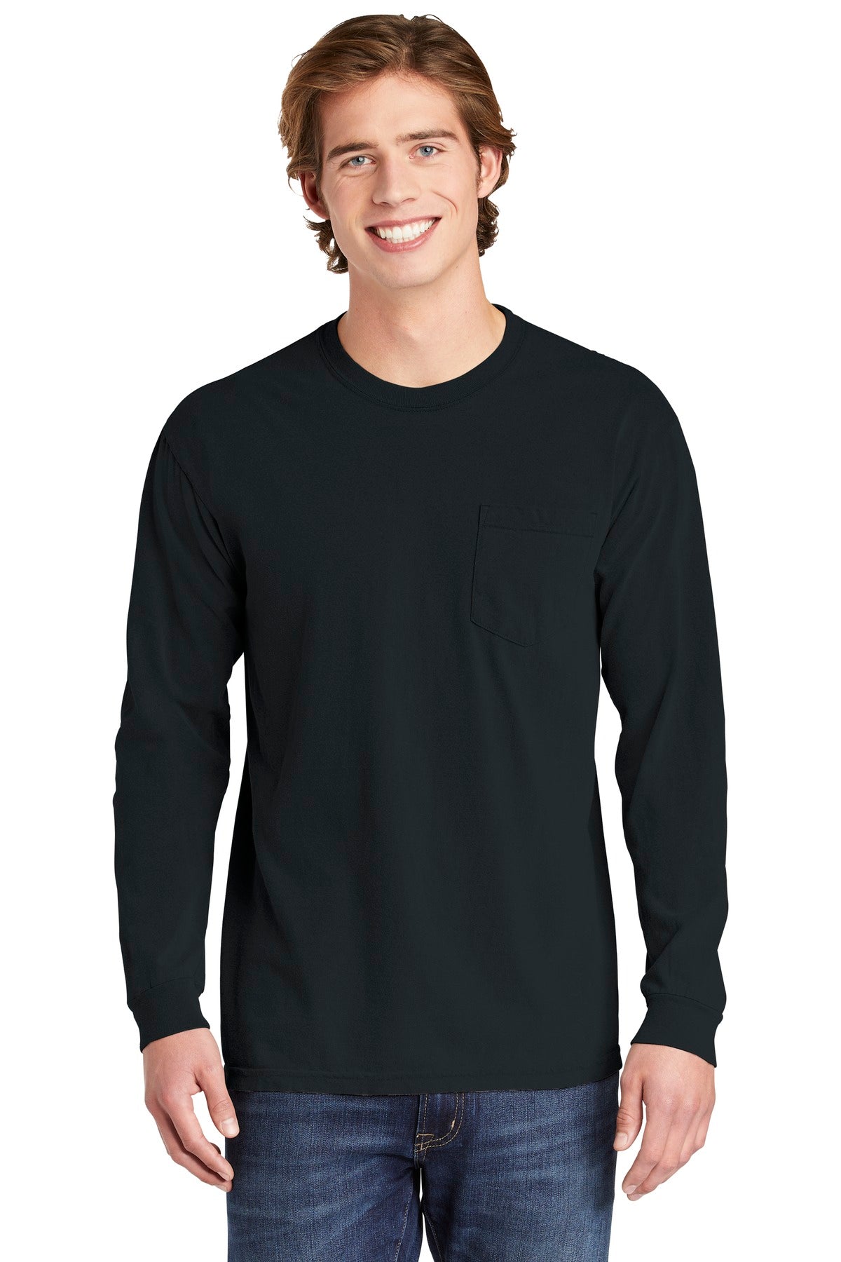 6.1-ounce 100% ring spun cotton Soft-washed garment-dyed fab - Black