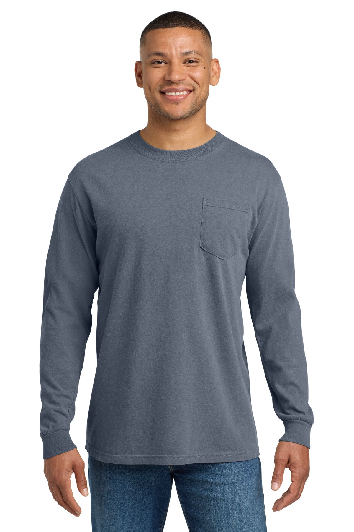 6.1-ounce 100% ring spun cotton Soft-washed garment-dyed fab - Blue Jean